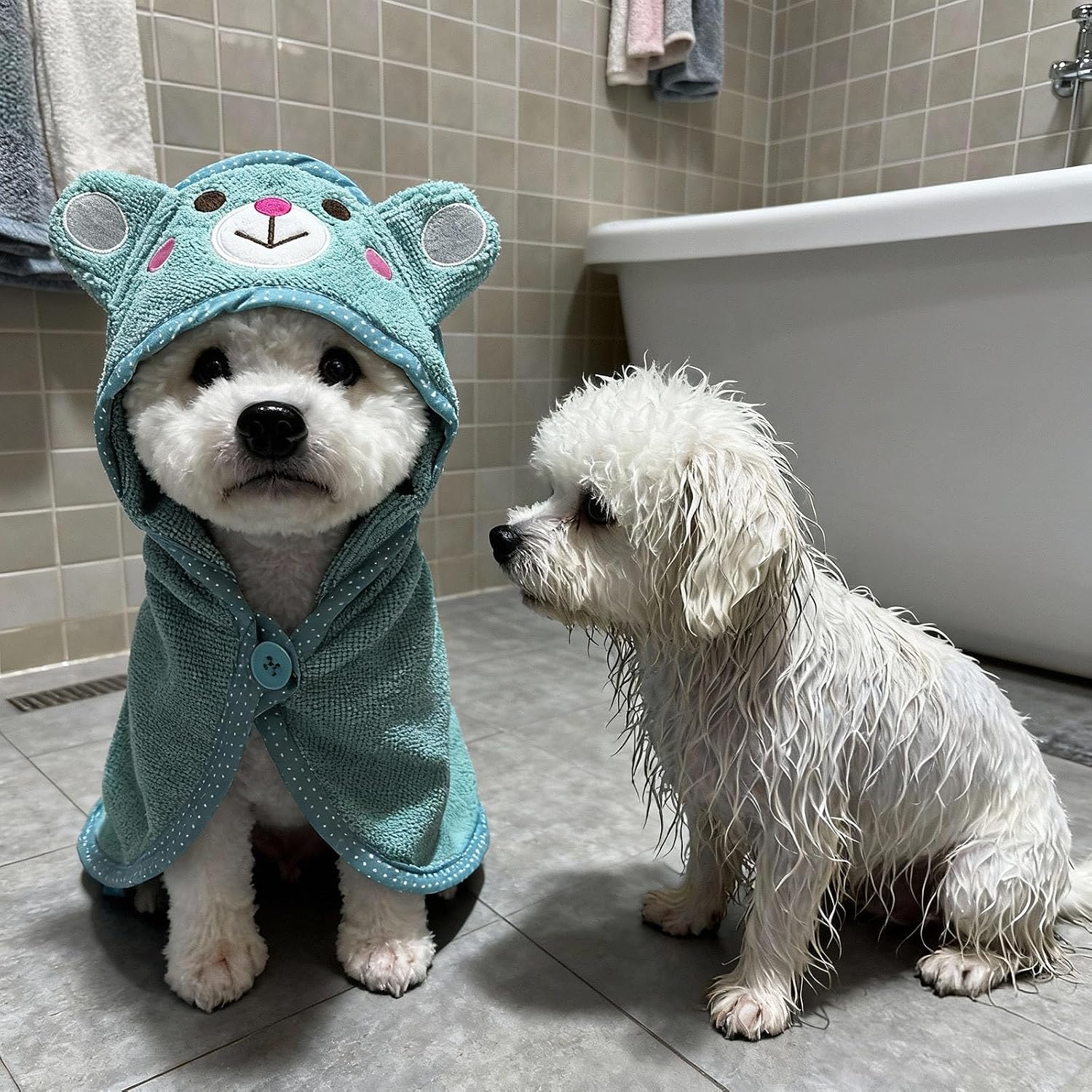 Dog Hooded Bathrobe Towel Fast Drying Absorbent Bath Warm Blanket