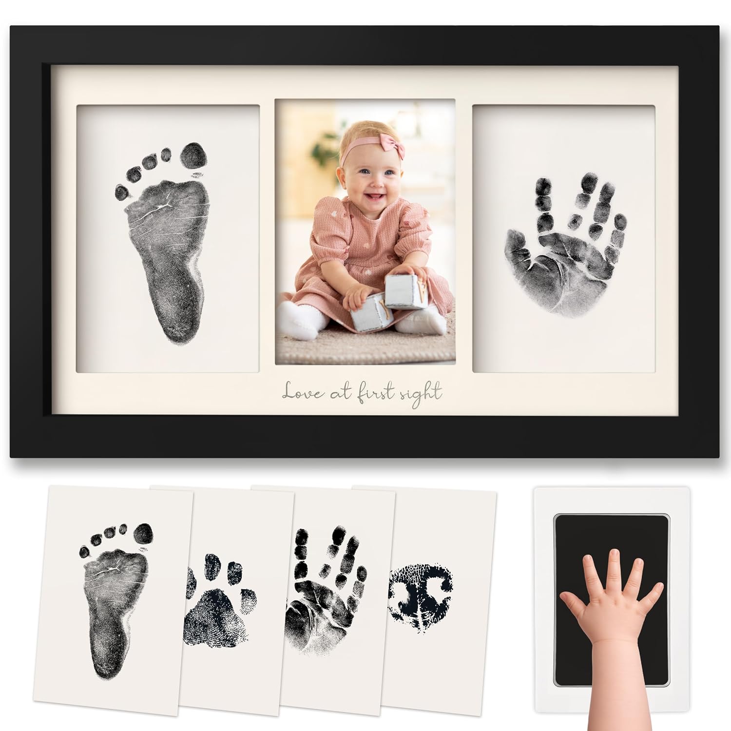 Inkless Hand and Footprint Kit, Boy Girl Newborn Keepsake (Onyx Black)