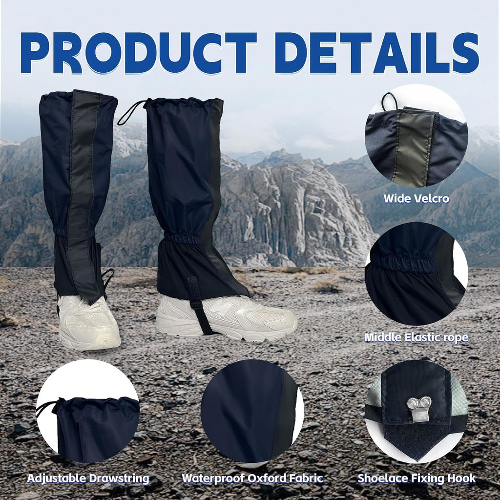 Gators for Hiking Boots,Adjustable Leg Gaiters for Women and Men Boots, Waterproof and Breathable Trail Gaiters for Hiking, Snow and Garden Weeding