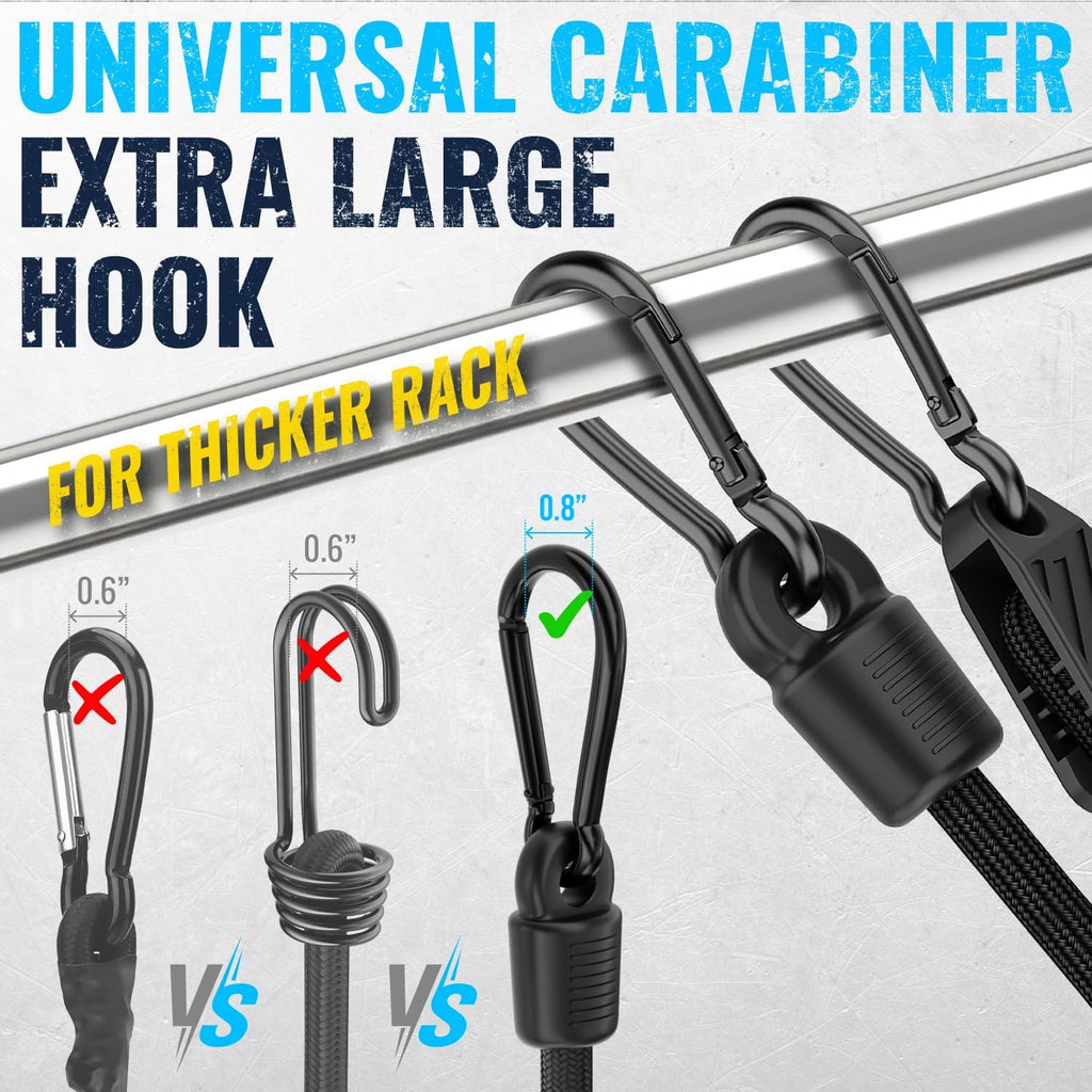 GOEASY0312 Adjustable Bungee Cords with Carabiner Hooks 8"-53", 6PCS