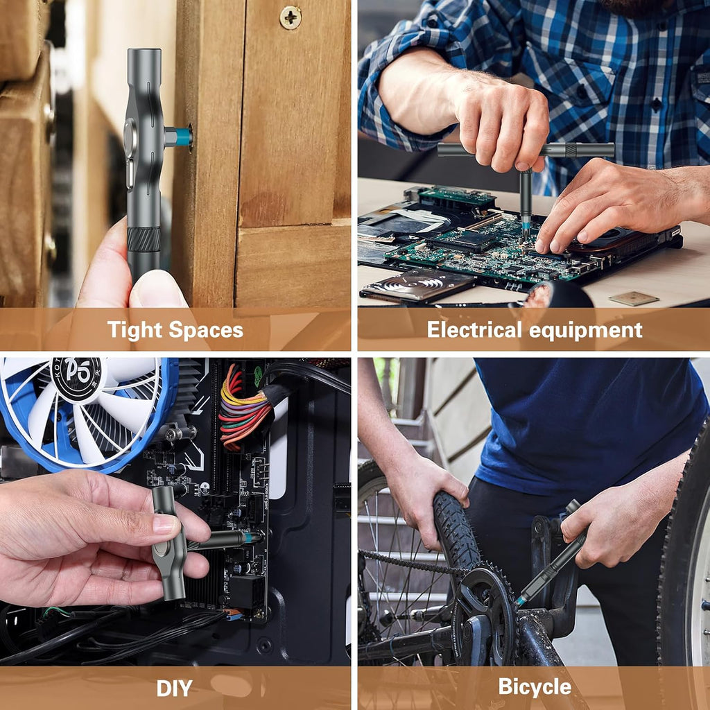 Bomivoi 24 in 1 Magnetic Screwdriver Set, DIY Ratchet Screwdriver Set, Multi Bit Magnetic Drive Set with Detachable Ratchet Handle, Portable Precision Repair Tool Kit for Furniture Computer Bicycle