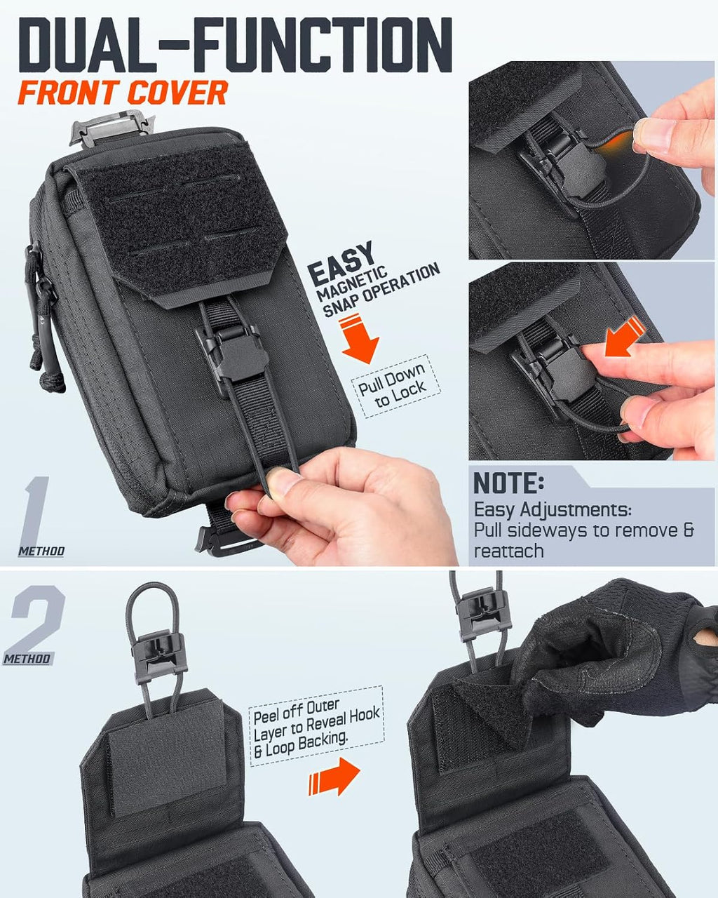 RXW Tactical Phone Pouch, MOLLE Tool Phone Holder for Belt & Vest