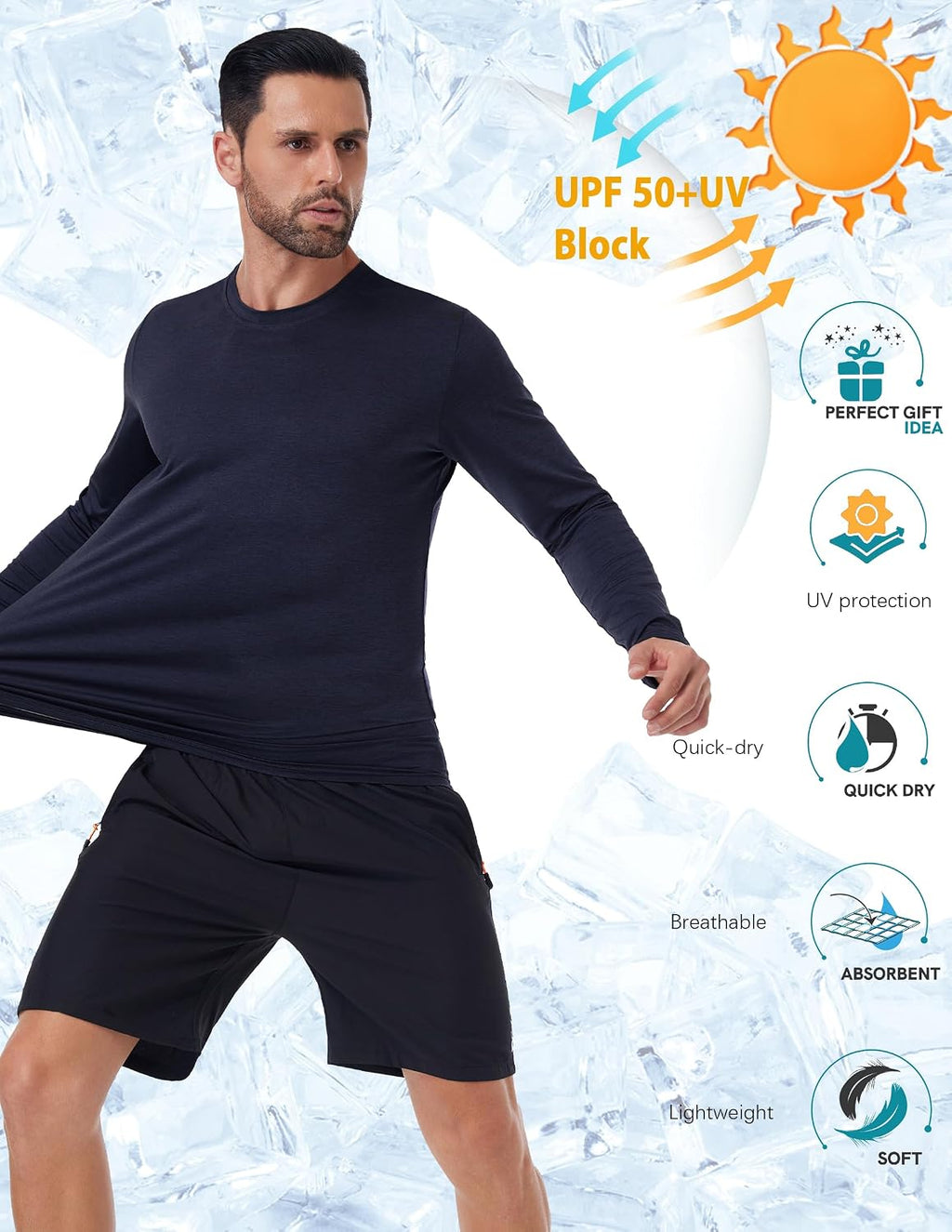 OYGSieg 6/7 Pack Men's Quick Dry Long Sleeve UPF50+ Sun Shirts