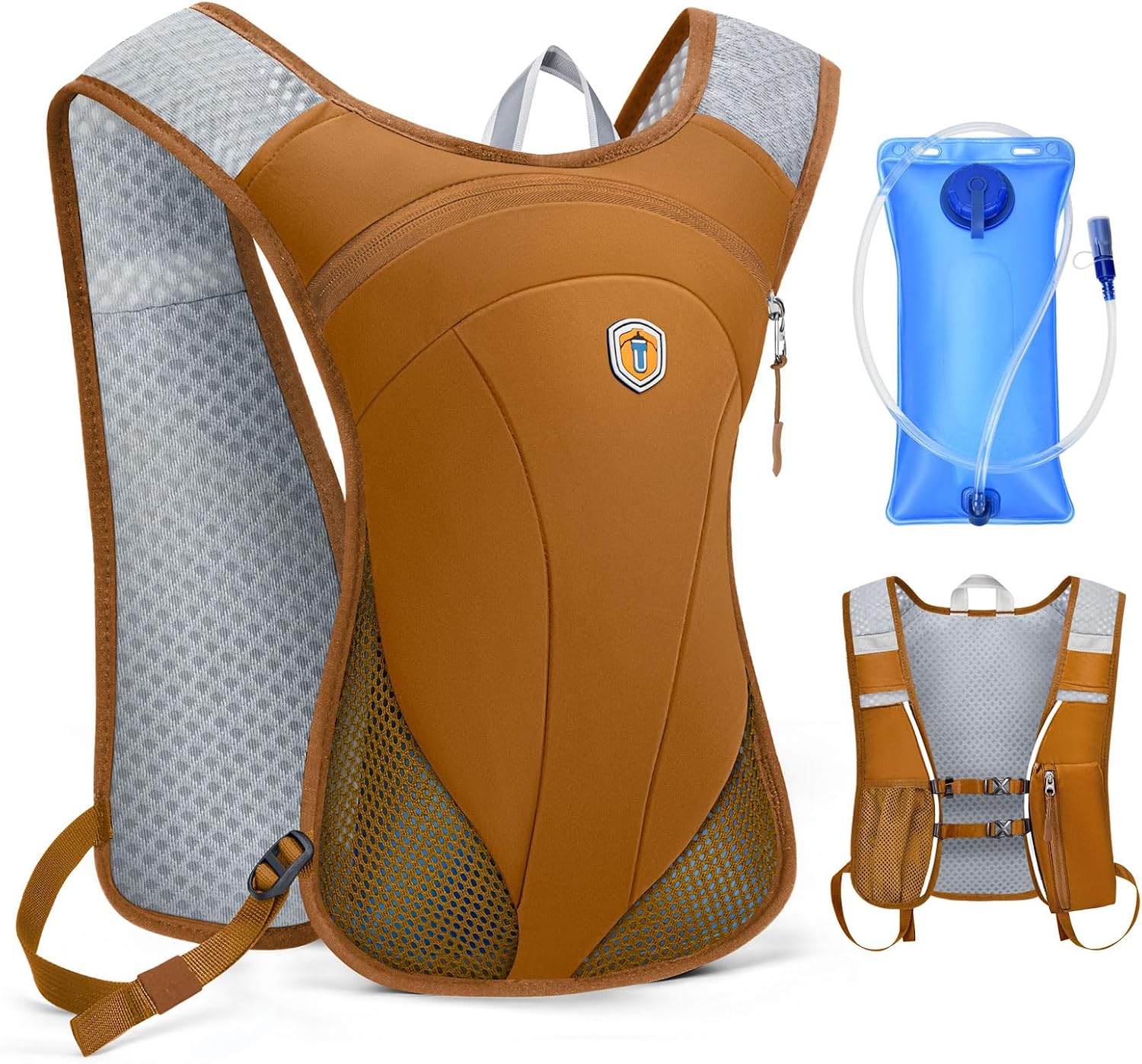 Hydration Backpack with 2L Water Bladder Bag, Lightweight and Breathable Running Vest for Men, Adjustable Chest Straps Water Pack for Cycling Hiking Climbing Outdoor