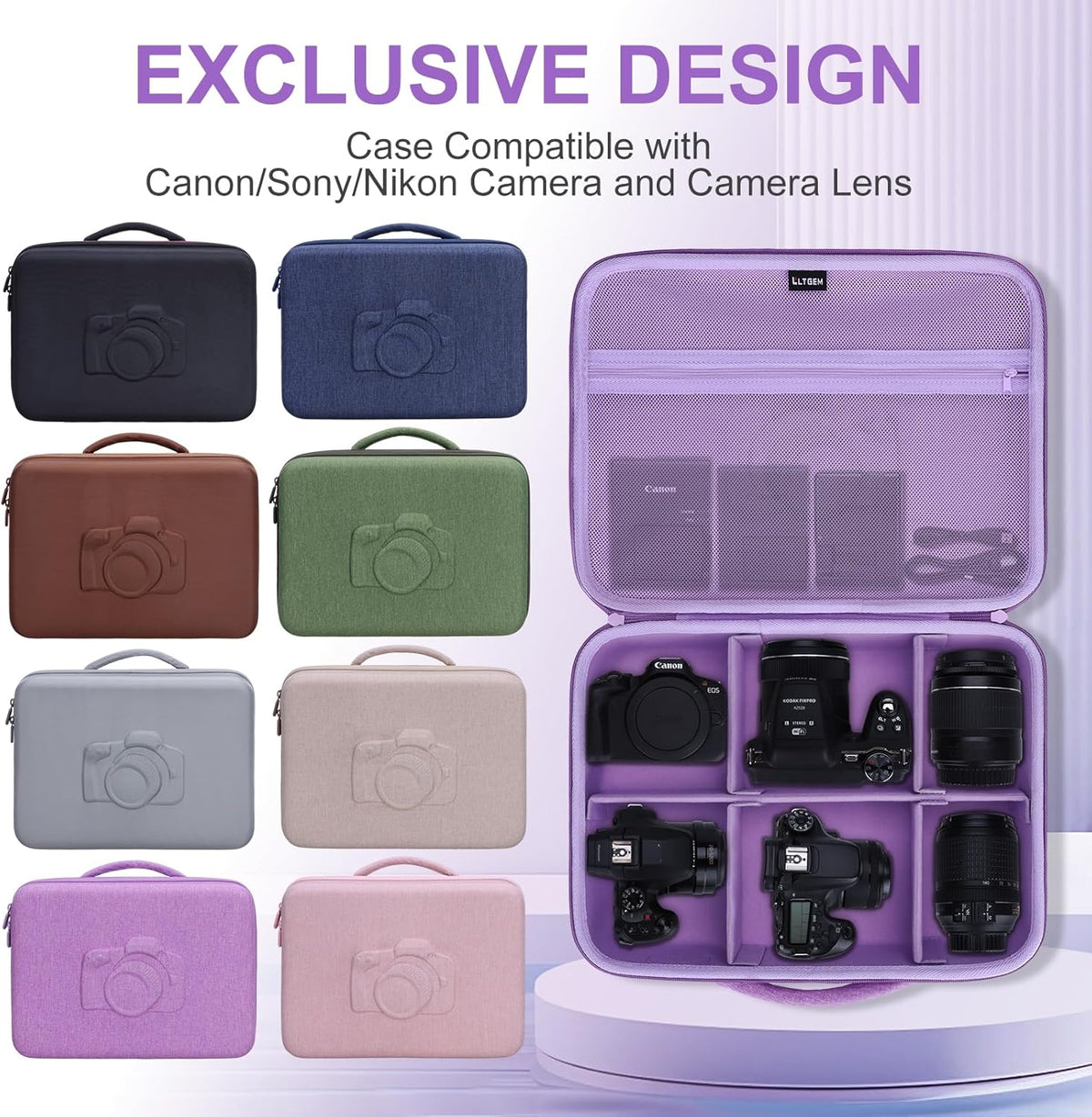 Large Camera Case Bag for Canon/Sony/Nikon Camera and Multiple Lens Black