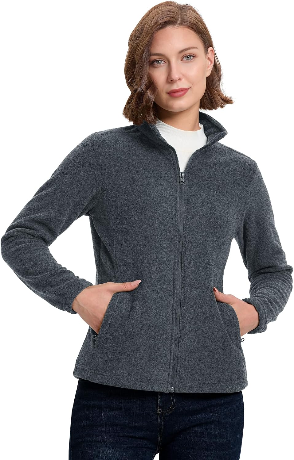 33,000ft Women's Polar Fleece Jacket Zip Up Lightweight Hiking Sweatshirt