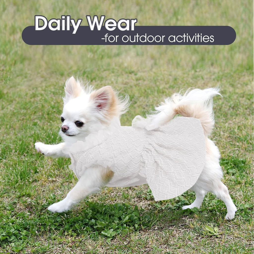 Kuoser Dog Dress, Princess Puppy Tutu with Bow-Knot, White Dog Dresses XS