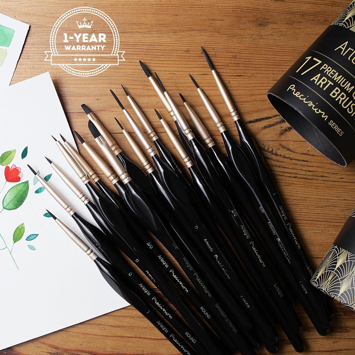 ARTEGRIA Detail Paint Brush Set, 17 Fine Tip Miniature Brushes