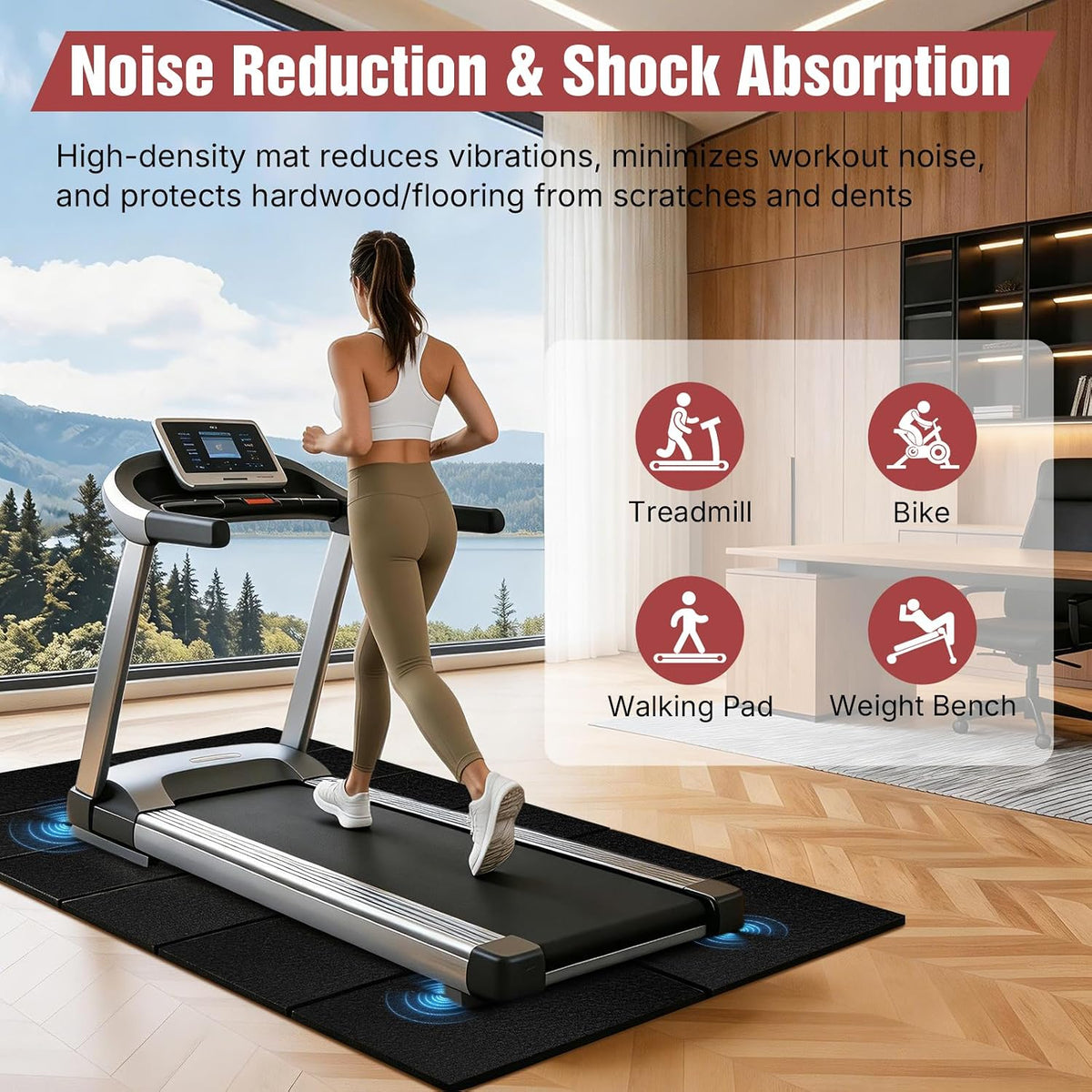 Treadmill Mat, Carpet Hardwood Floor Protect, Walking Pad, 55 × 24"