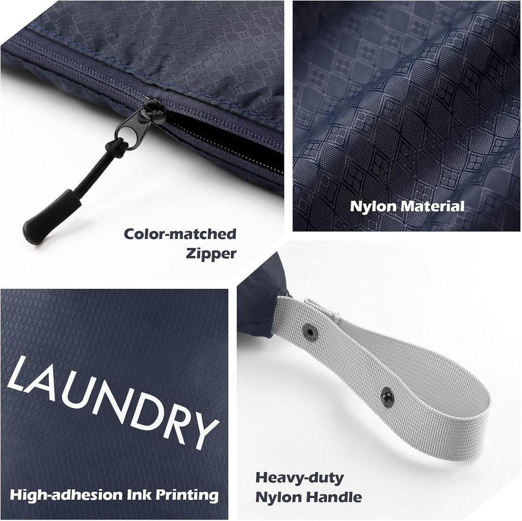 WiseBoy 2-Pack Travel Laundry Bags, Washable Wet Dry Bags for Gym, Zippered