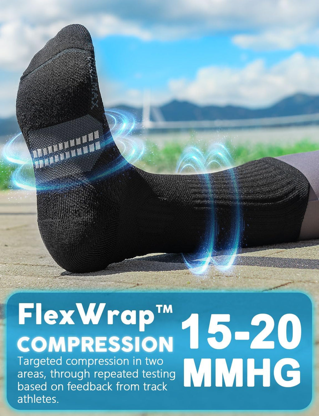 Juclise Womens Coolmax Bamboo Viscose Compression Crew Running Socks