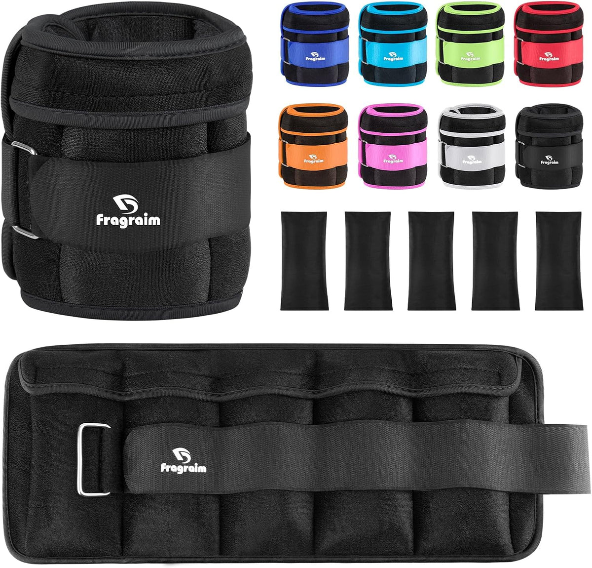 Fragraim Adjustable Ankle Weights 1-3/4/5/6/8/10/12/15/20 LBS Pair with Removable Weight for Jogging, Gymnastics, Aerobics, Physical Therapy