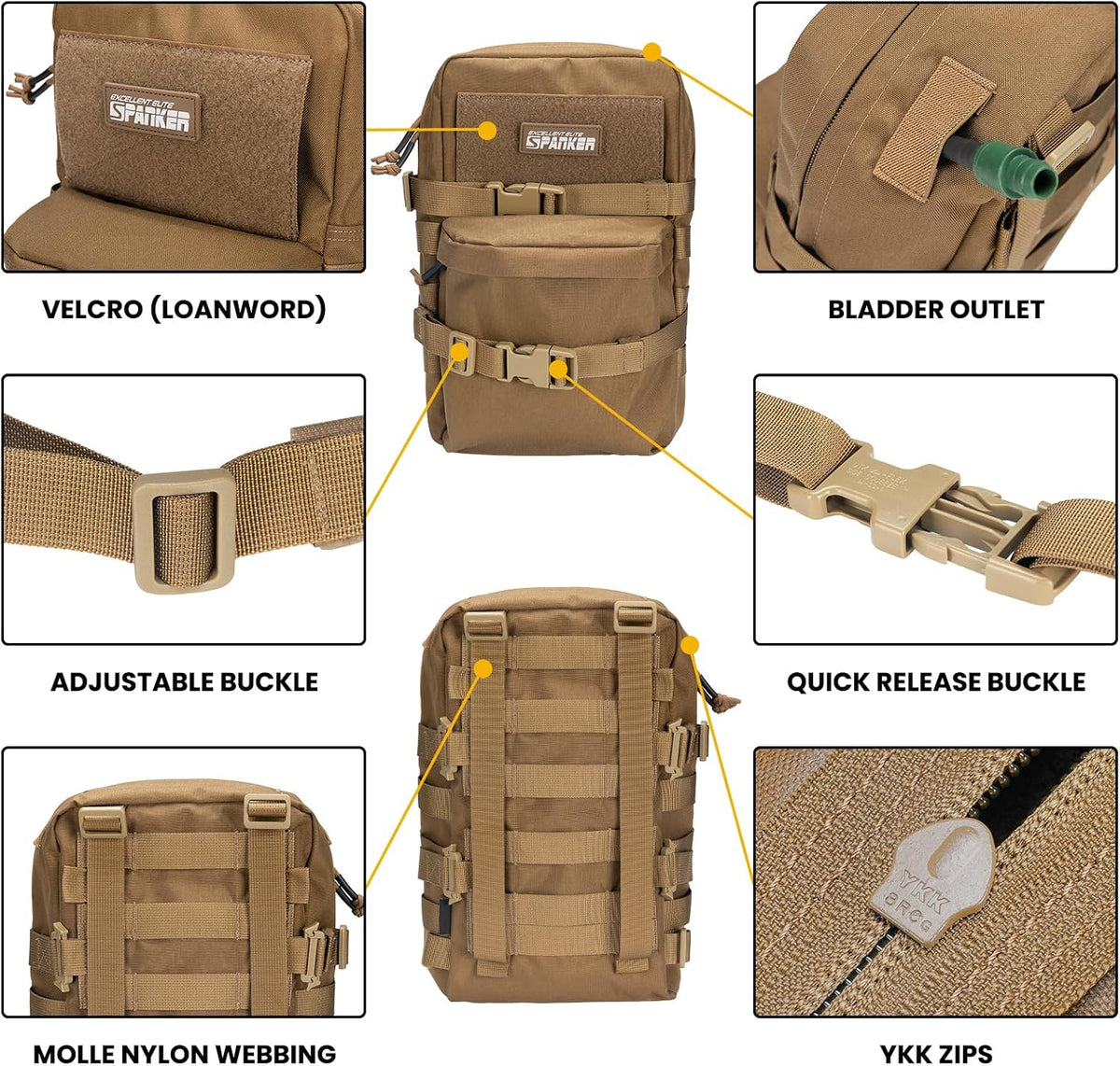 EXCELLENT ELITE SPANKER Tactical MOLLE Hydration Backpack Water Bladder Carrier Pack for Tactical Vest Backpack Plate Carrier