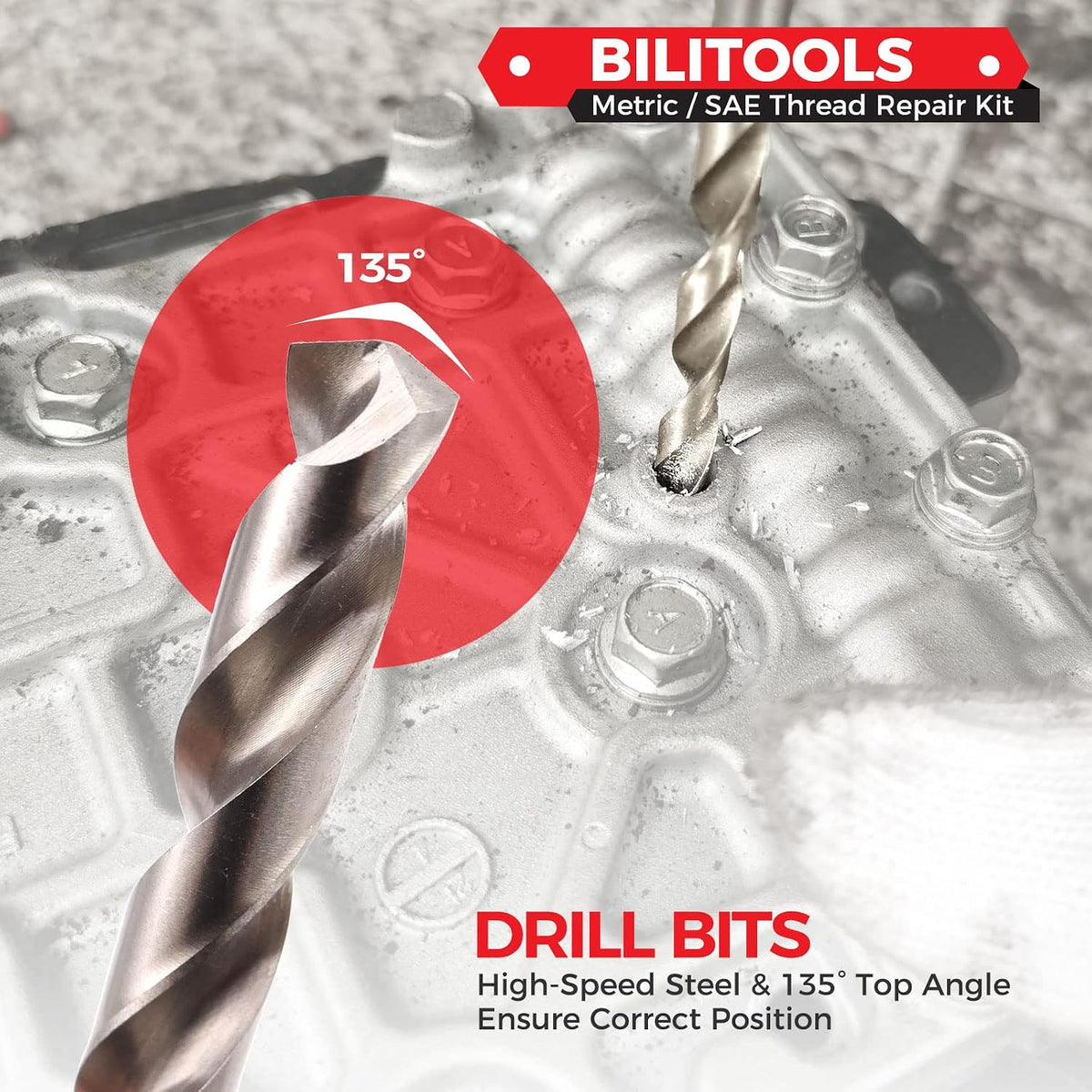 BILITOOLS M10x1.25 Thread Repair Kit, HSS Drill Helicoil Repair Kit Metric
