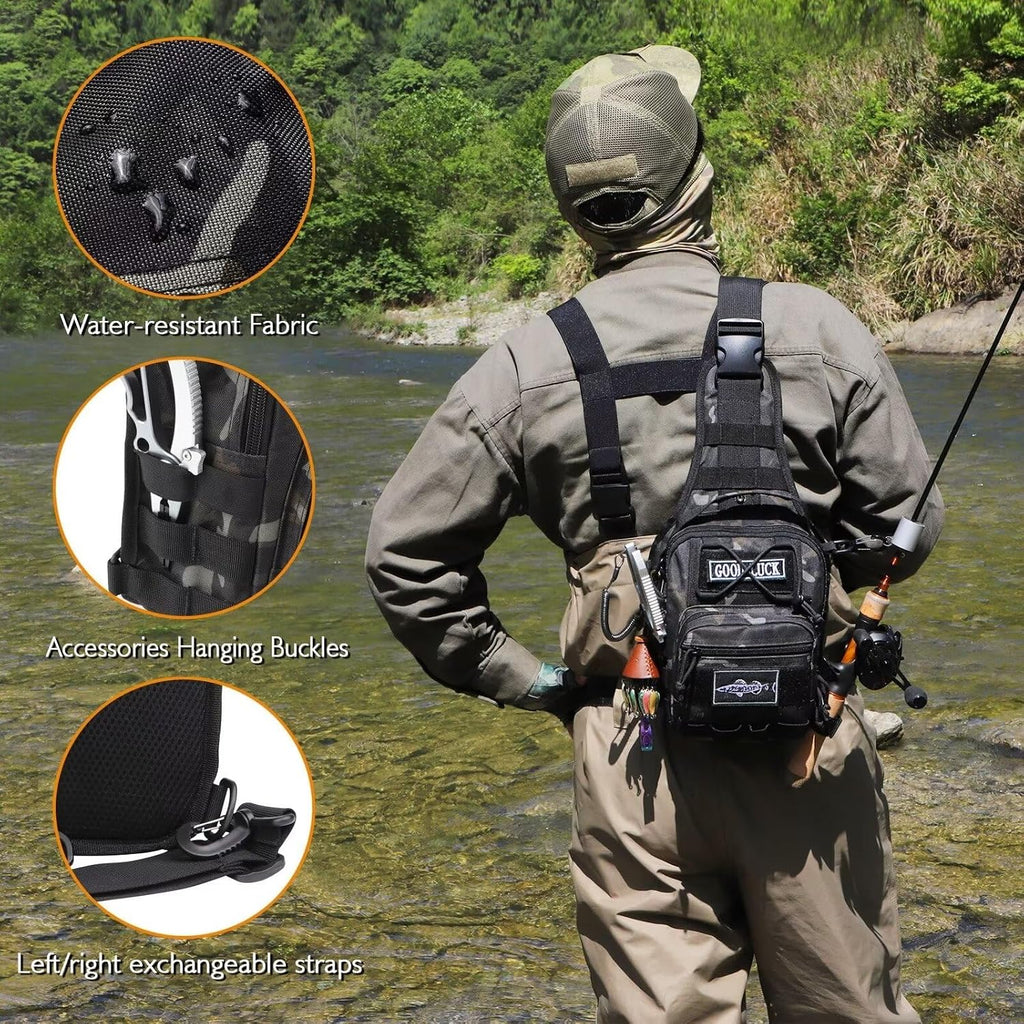 Dovesun Small Fishing Backpack Fly Fishing Sling Pack Backpack Tackle Boxes