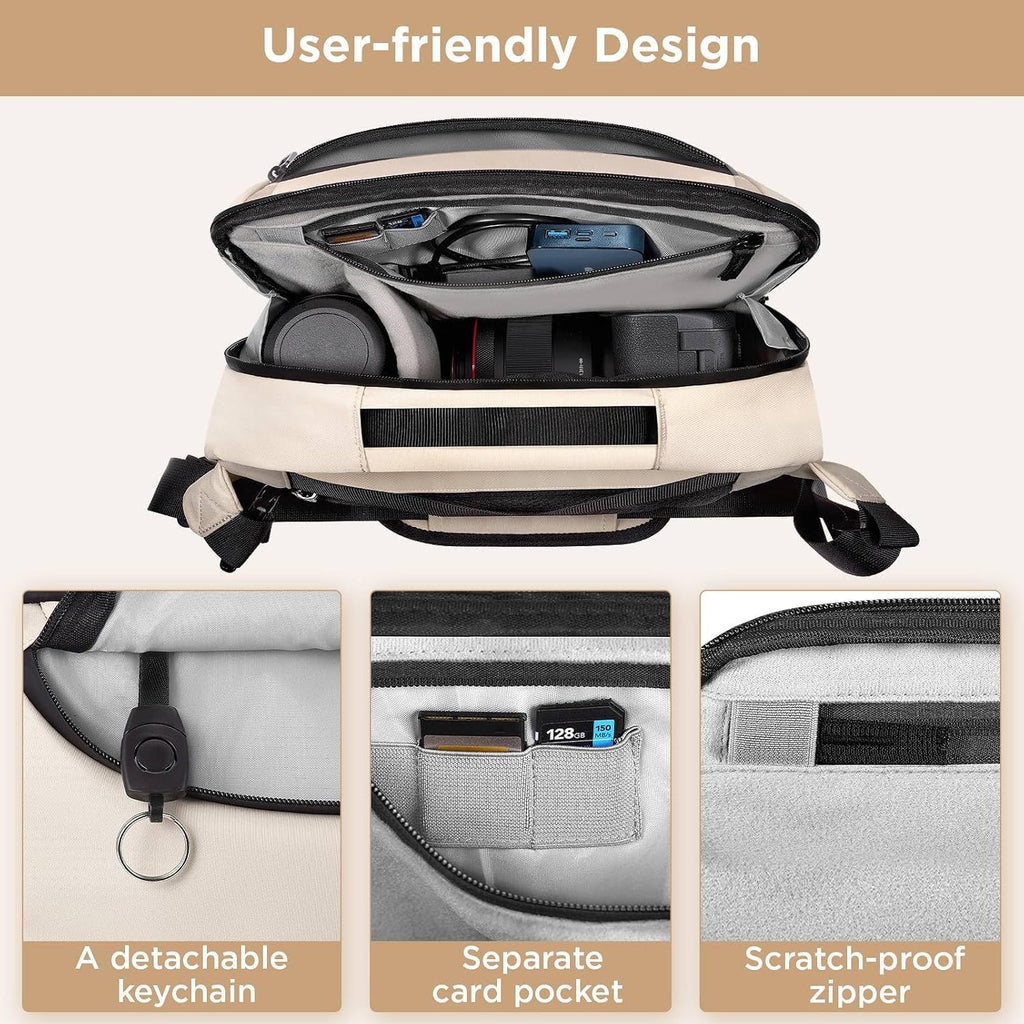 TAAOKA Camera Sling Bag,Waterproof Camera Case with Tripod Holder,Lightweight DSLR/SLR/Mirrorless Camera Bags Crossbody for photographers-Beige