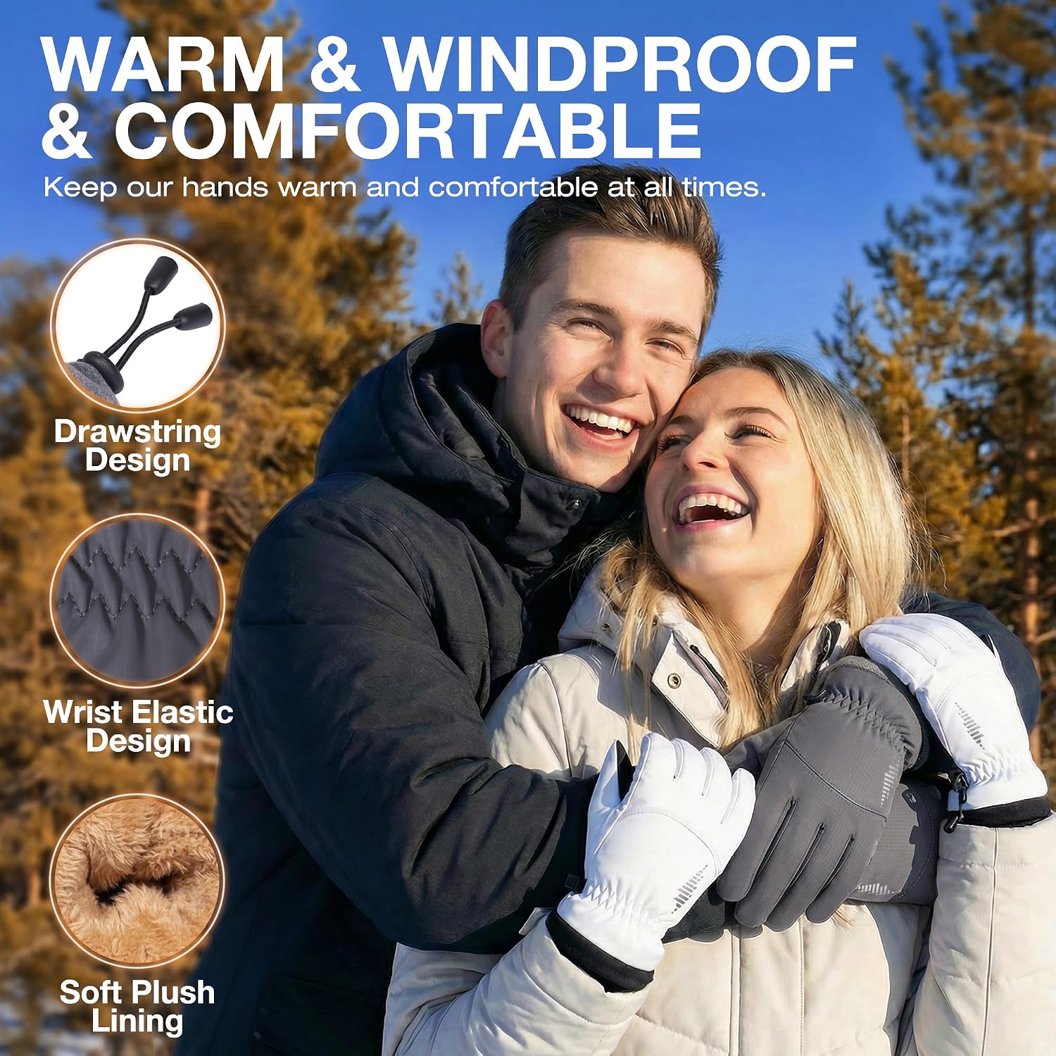 SIMARI Winter Waterproof Warm Gloves Women Men with Touchscreen Fingers, Ski Snow Windproof for Cold Weather Thermal, for Running Hiking Driving Cycling Outdoor Sports Daily Work