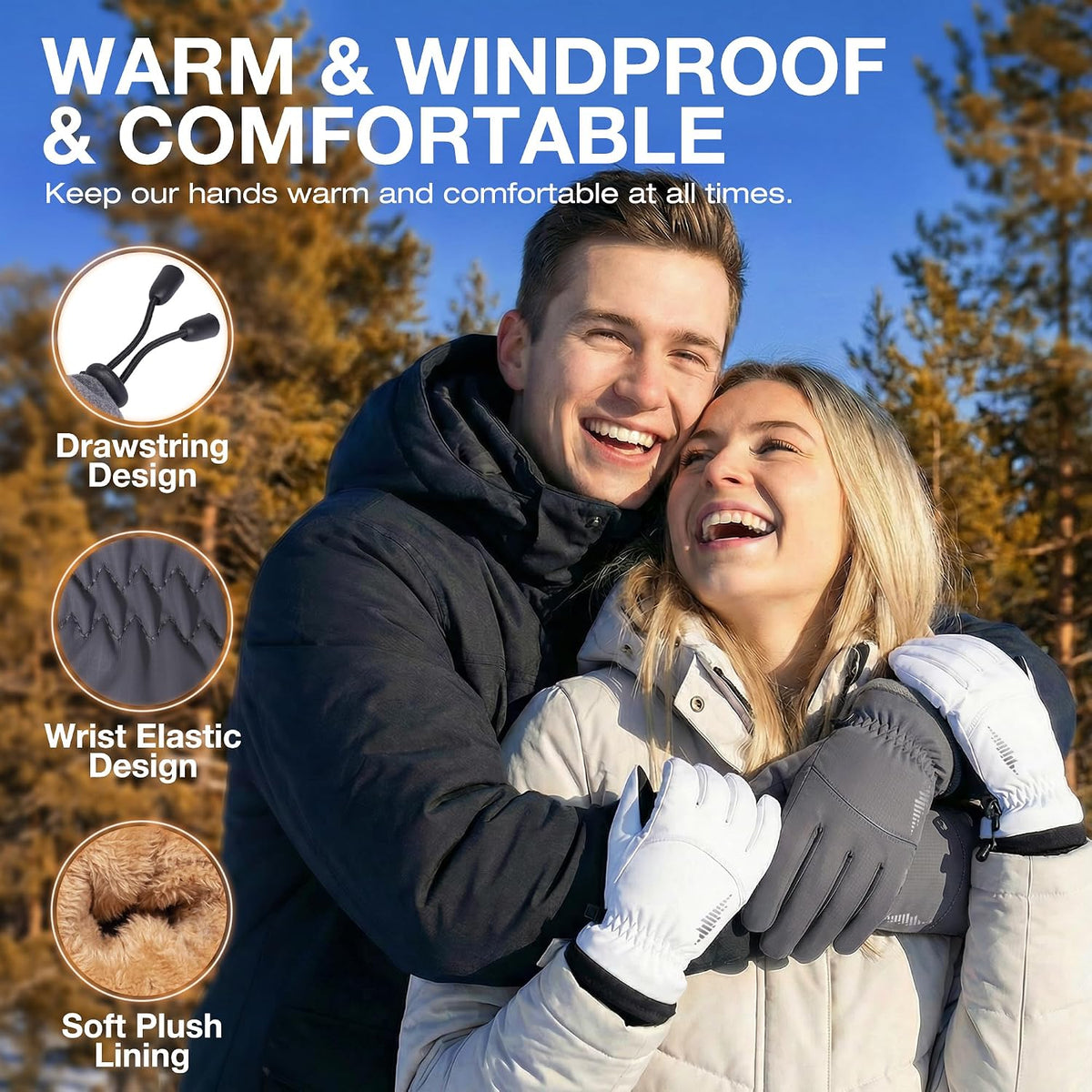 SIMARI Winter Waterproof Warm Gloves Women Men with Touchscreen Fingers, Ski Snow Windproof for Cold Weather Thermal, for Running Hiking Driving Cycling Outdoor Sports Daily Work