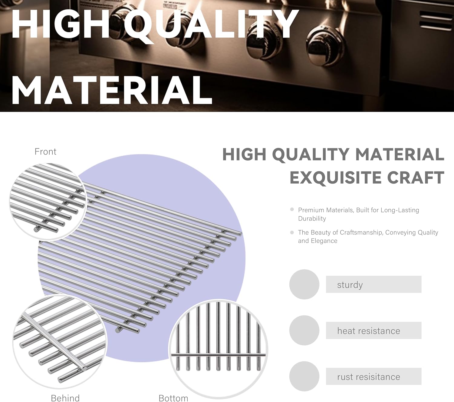 2 Pc 19.5" Stainless Steel Cooking Grates for Weber Genesis 300 Series,Genesis E310 E320 E330 S310 S320 S330 EP310 EP320 EP330 Gas Grill, Cooking Grids Grates Replacement for Weber 7528/7524