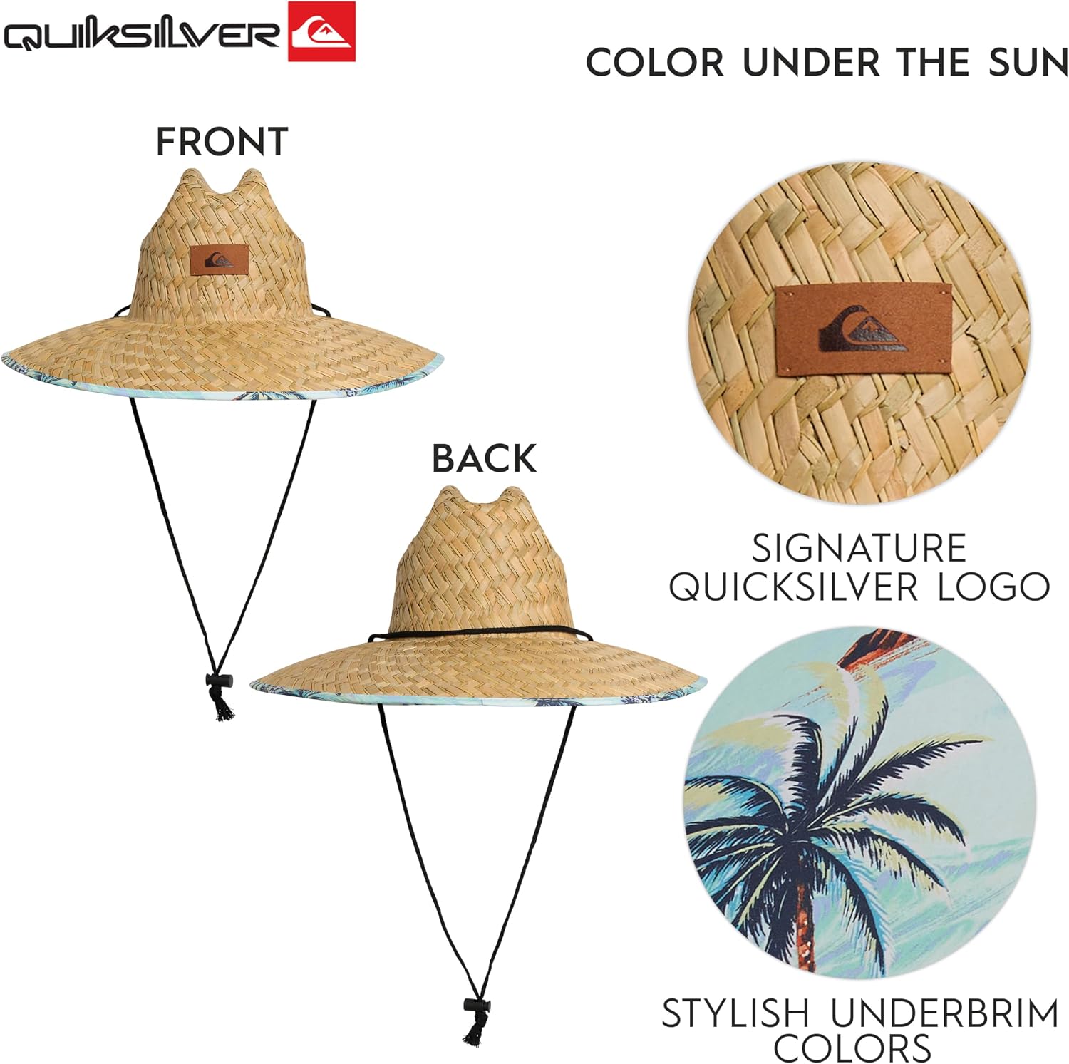 Quiksilver Men's Wide Brim Outdoor Lifeguard Straw Sun Hat