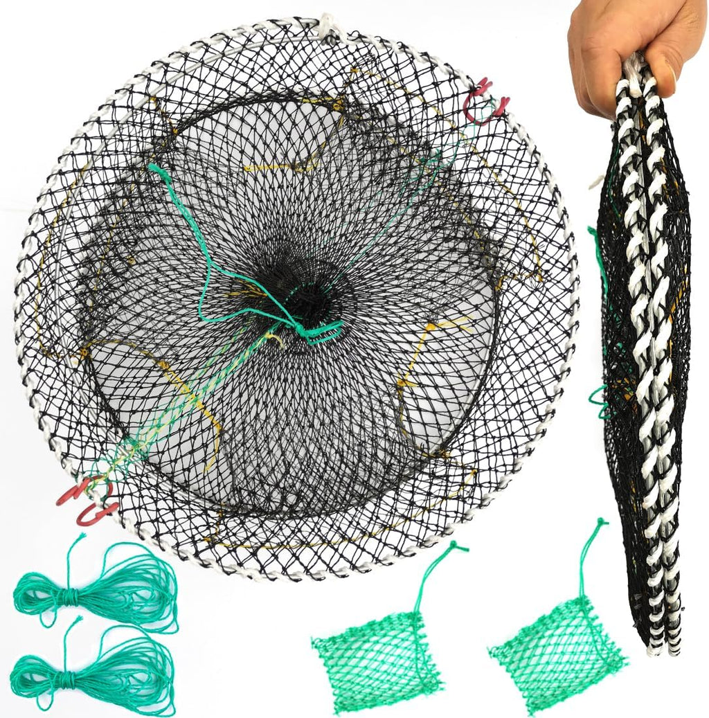 Drasry Crab Trap Bait Lobster Crawfish Shrimp Portable Folded Cast Net Magic Collapsible Fishing Traps Nets Accessories for Blue Crabs
