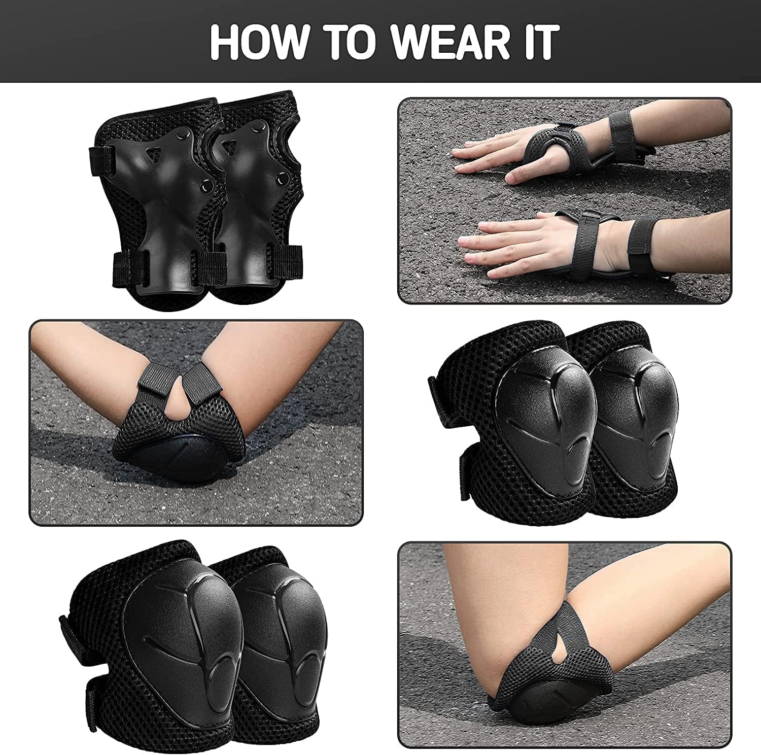 Adjustable Kids Helmet with Knee Pad, Elbow Pads & Wrist Guards - Toddler Bike Helmets for Ages 3-5, 5-8, 8-14 Years - Perfect for Skating, Biking, Cycling, and Skateboard - for Boys and Girls