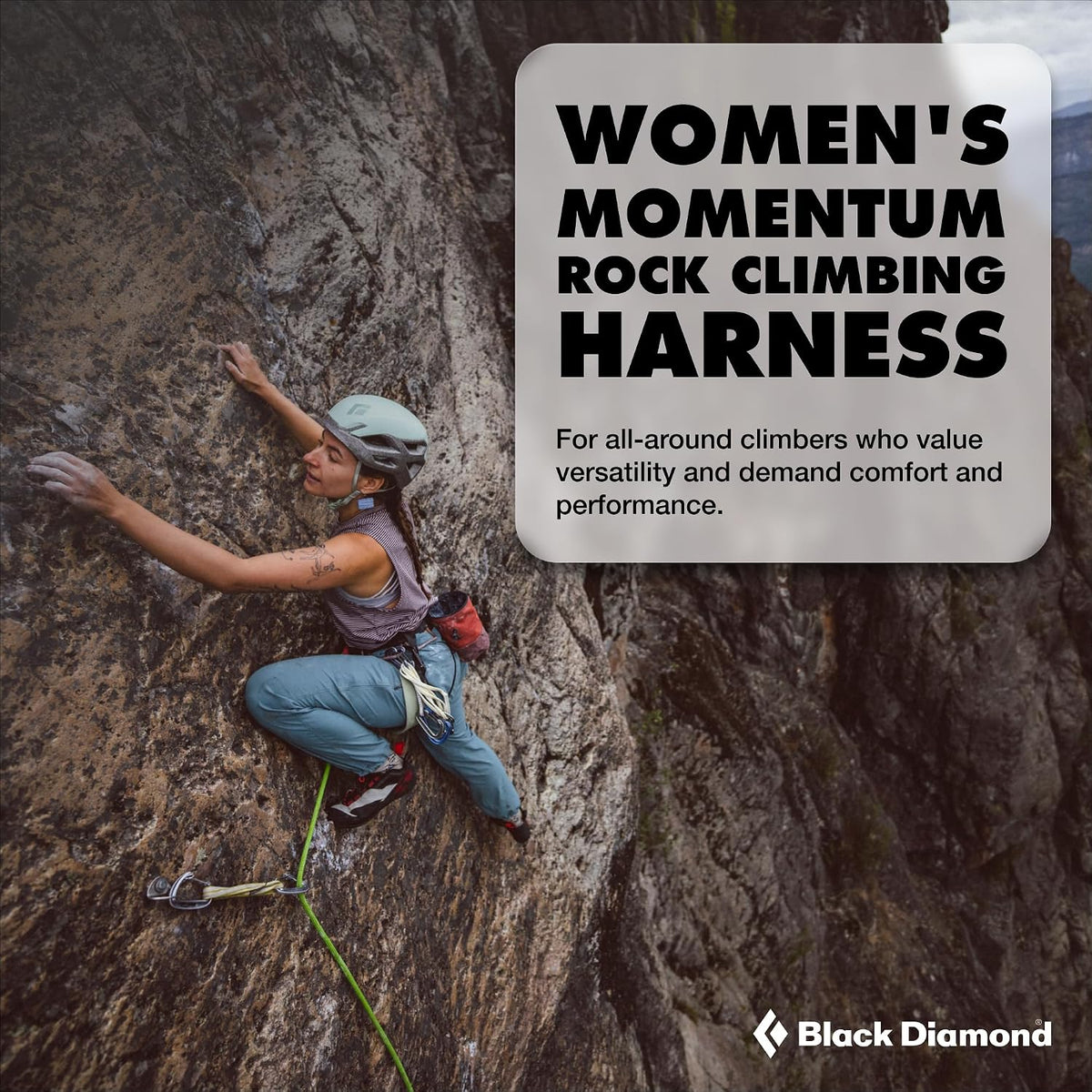 BLACK DIAMOND Women's Momentum Rock Climbing Harness, Adjustable Loops