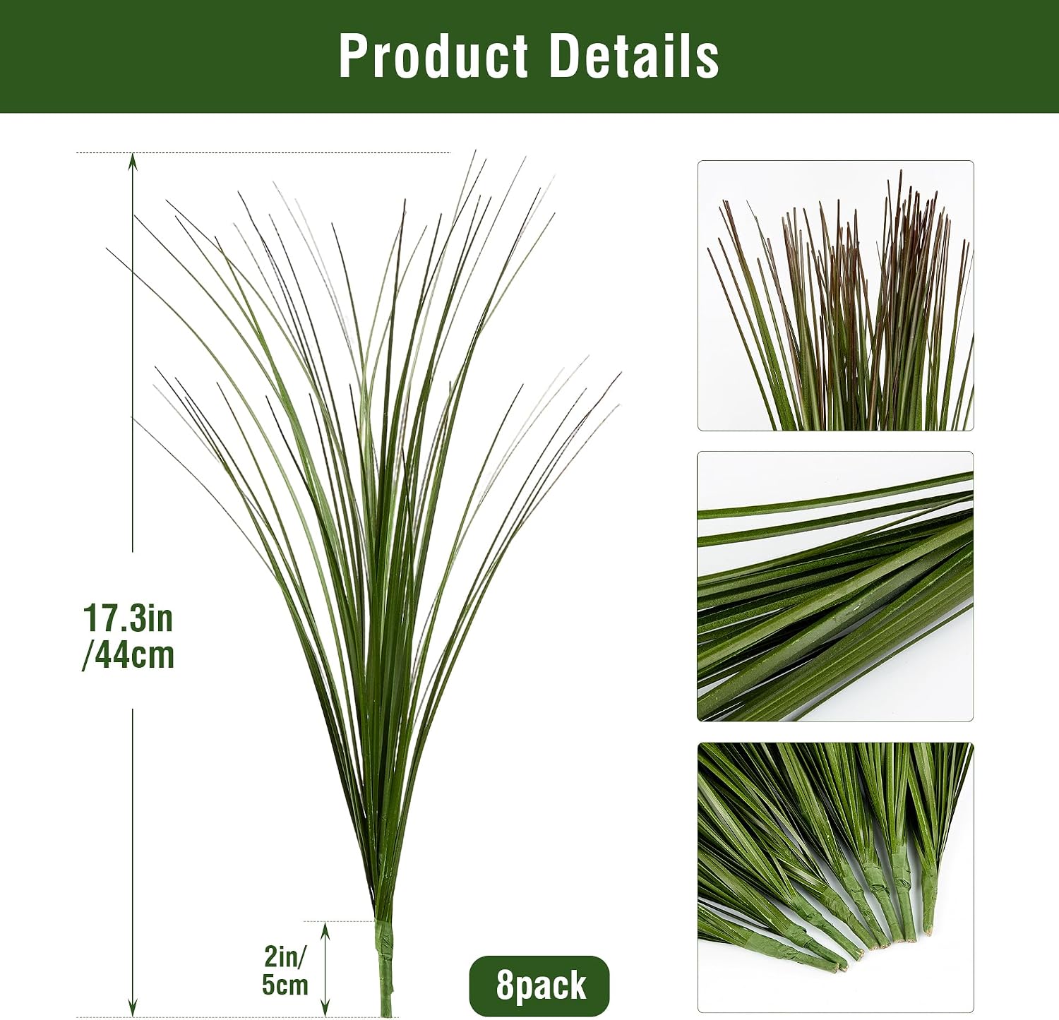 Artificial Wheat Grass, 8 Stems, 17.3" Fake Plants Faux Grass Greenery for Indoor & Outdoor Décor, Artificial Greenery for Planters, Porch, Patio & Home Decoration