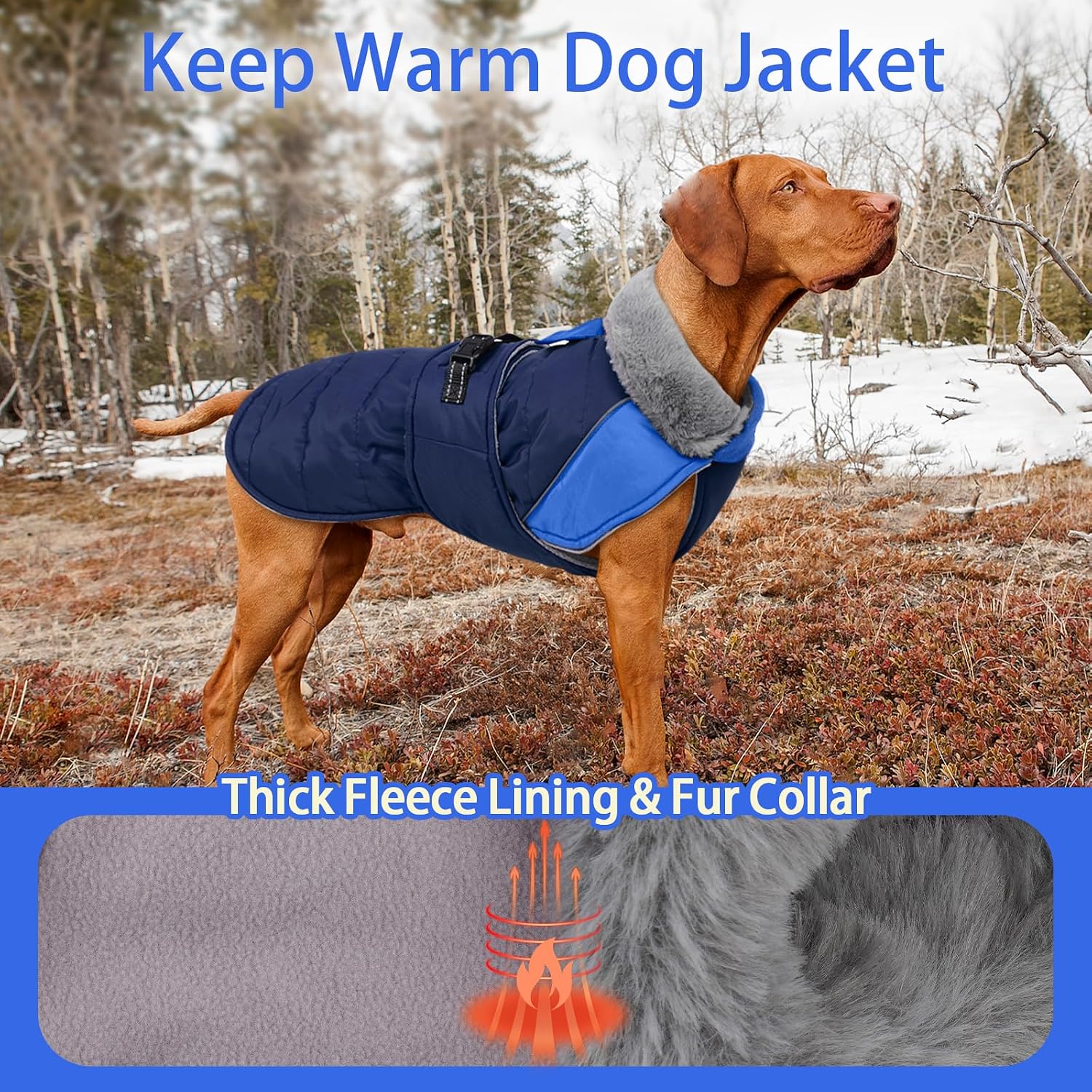 MIGOHI Cozy Small Dog Coat - Reflective Dog Coat for Small Dogs,Fleece Winter Coats Jacket for Dogs with Leash Hole,Snowproof Thick Puppy Clothes,Pomeranian,Chihuahua,XS,DarkBlue