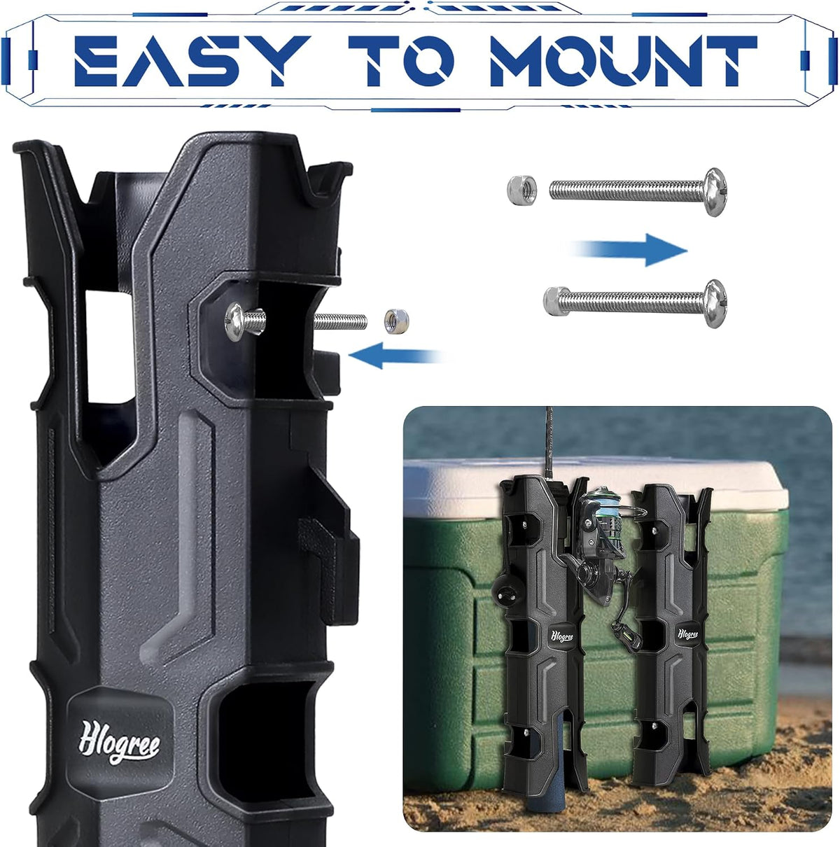 HLOGREE 4PCS Rod Holder for Boat,Wall Mounted Boat Rod Holders for Fishing