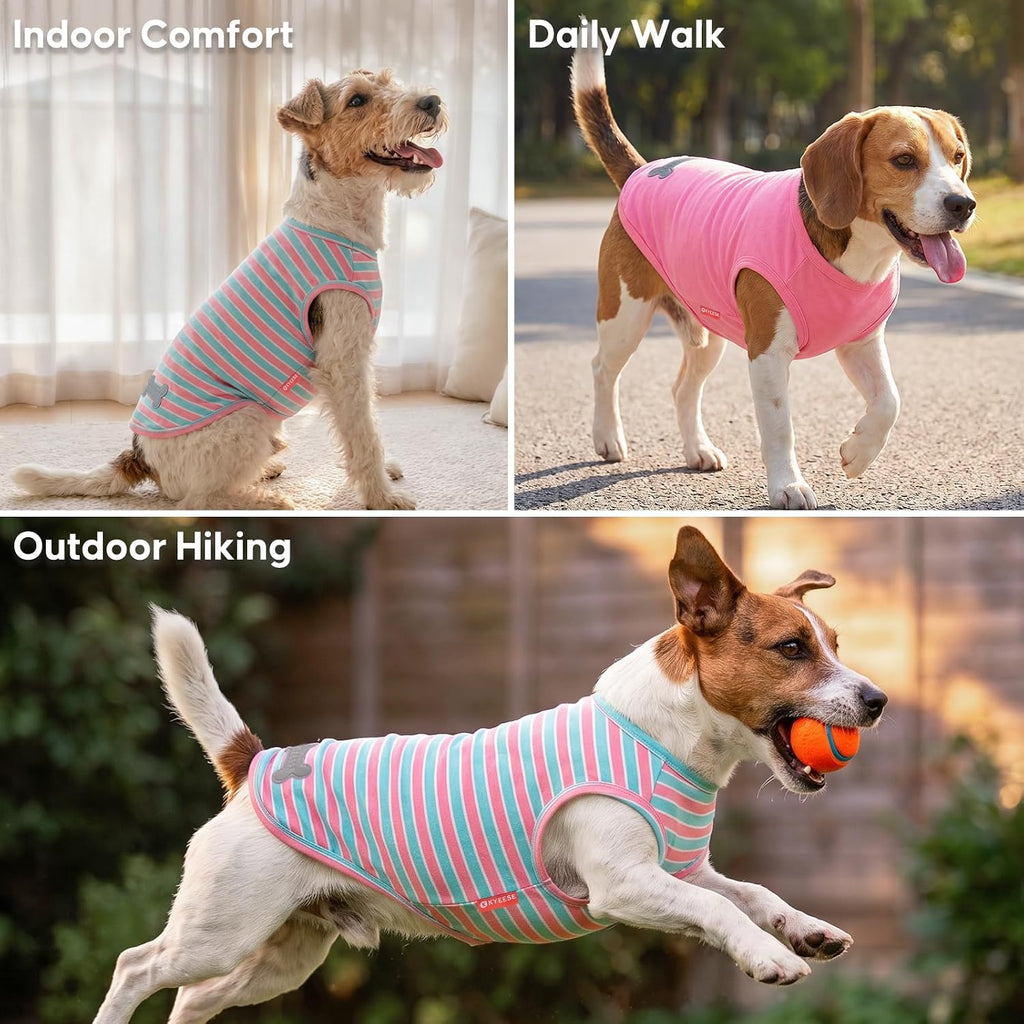 KYEESE 2Pack Cotton Dog Shirt for Small Dogs Soft Striped Tank Top