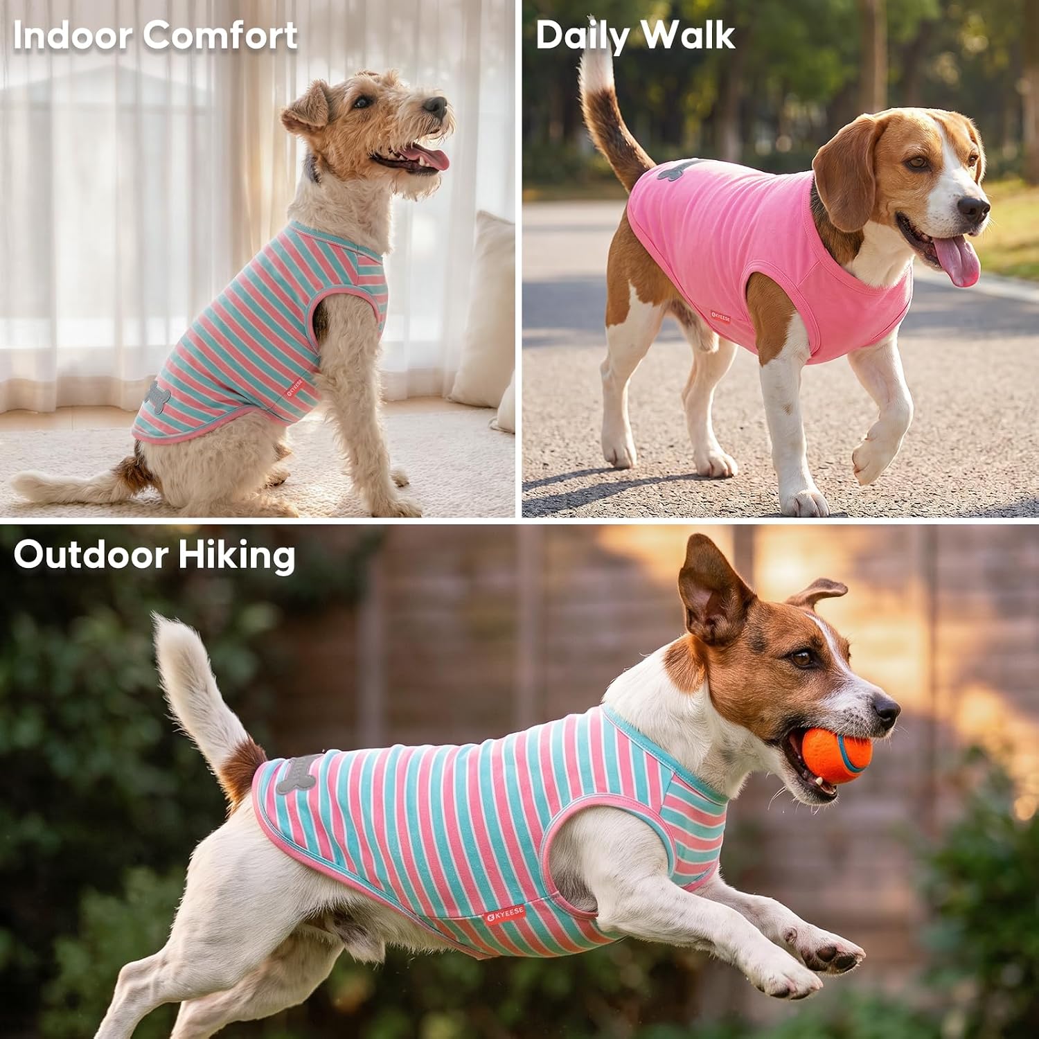 KYEESE 2Pack Cotton Dog Shirt for Small Dogs Soft Striped Tank Top