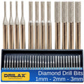 Drilax 30-Pc Diamond Drill Bits for Stone, Glass, Dremel, 1-3mm, 1/8" Shank