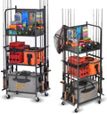 Heavy Duty Fishing Rod Rack, Fishing Organizer for Garage, Fishing Gear Holder for Garage with Movable Wheels