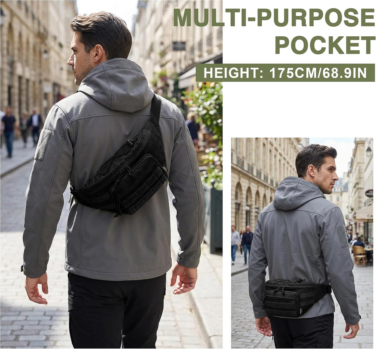 Mardingtop Tactical Fanny Pack for Men, Military Crossbody Waist Bag Utility Hip Belt Bumbag for Outdoor Travel,Hiking,Running,Walking,Fishing,EDC