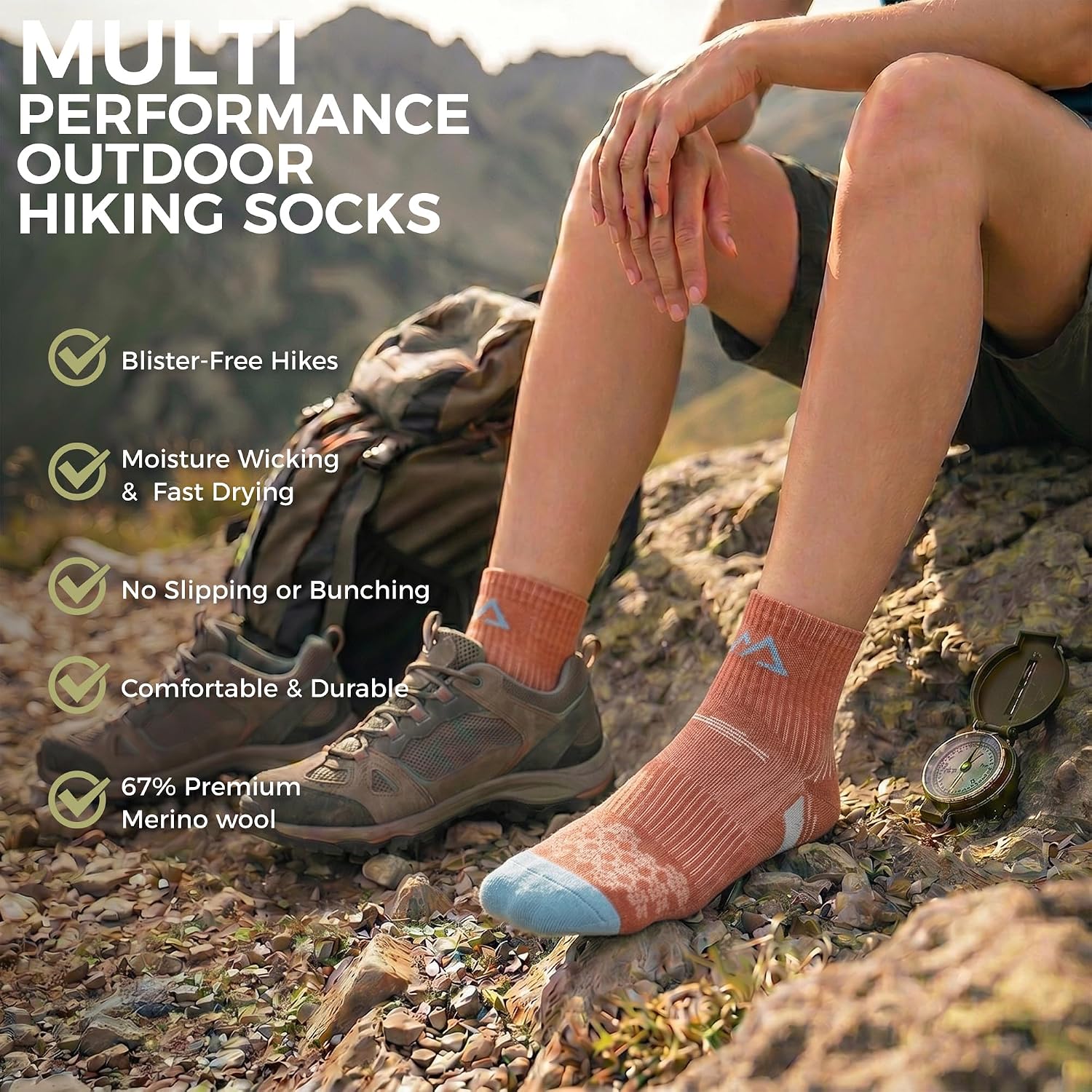 innotree Merino Wool Hiking Socks for Women, 5 Pairs