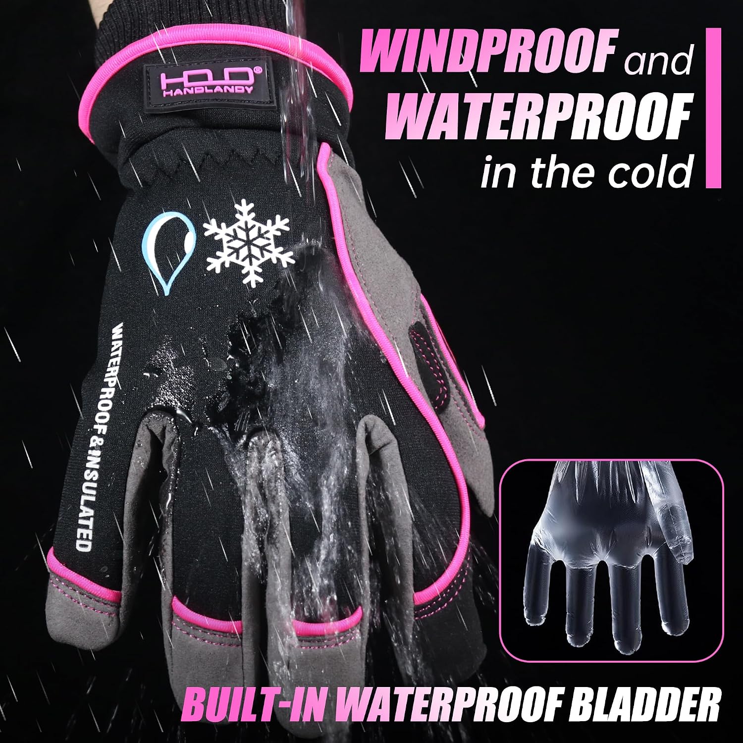 HANDLANDY Winter Work Gloves, 3M Thinsulate Waterproof Insulated Glove for Men Women