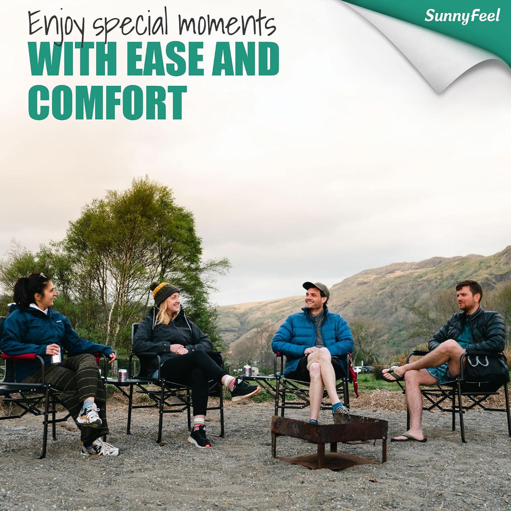 SUNNYFEEL Oversized Camping Chair Portable Directors Chairs with Side Table