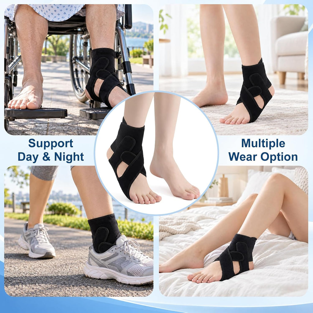 Foot Drop Brace Ankle Foot Orthosis AFO for Walking, Adjustable Ankle Support Brace for Foot Instability, Usable with Socks & Shoes, Includes Massage Ball