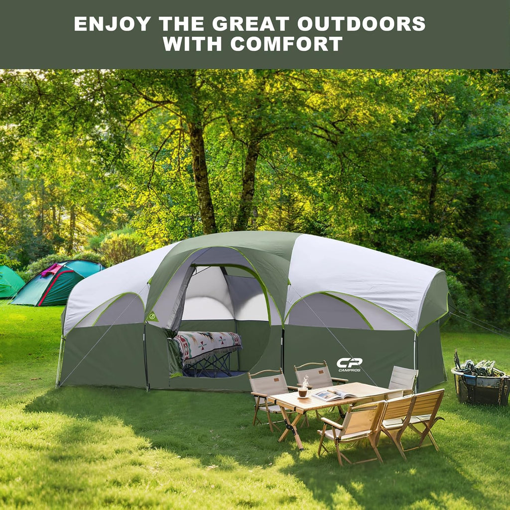 CAMPROS CP 8 Person Camping Tent, Room Divider, Rainfly, Weather Resistant