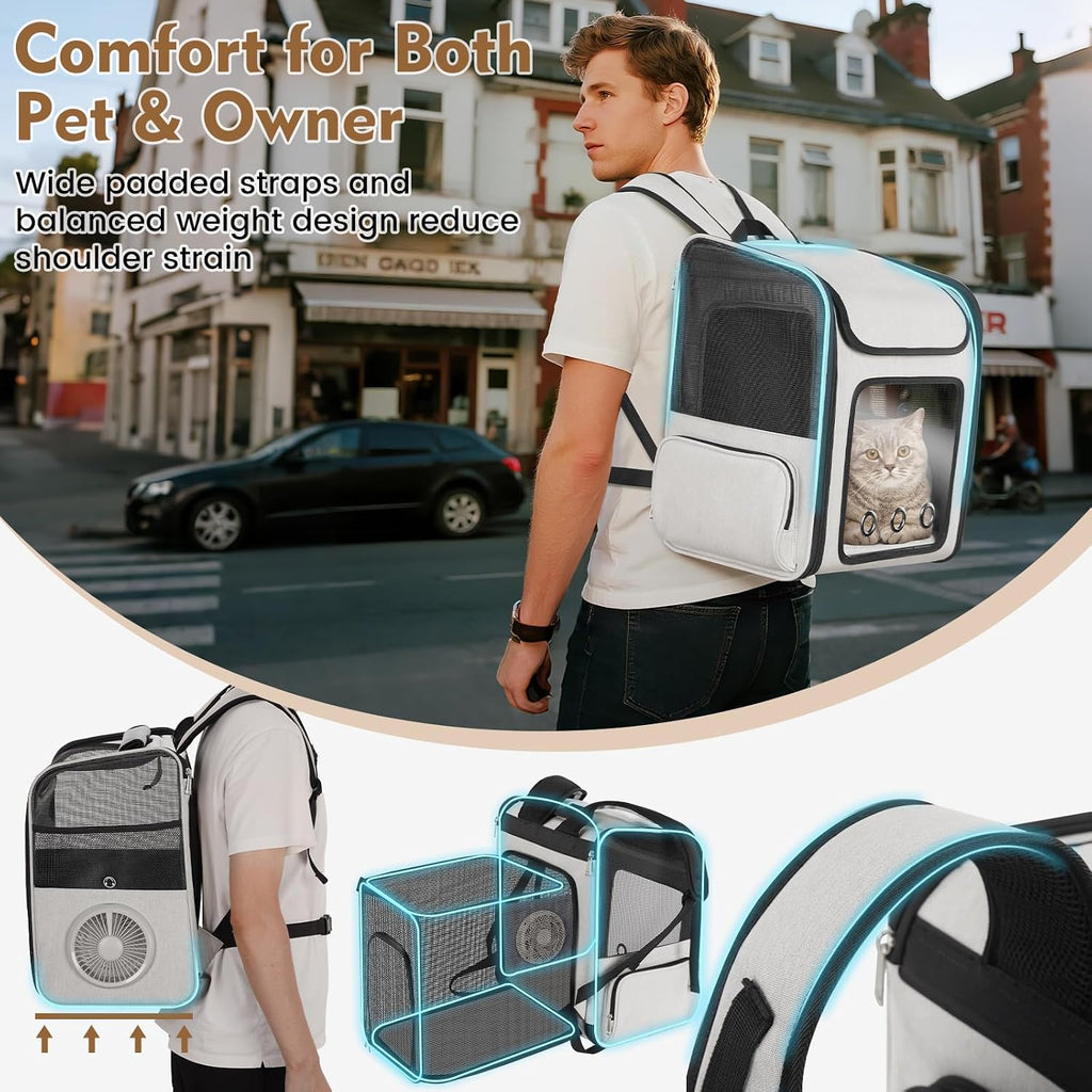 Cat Backpack Carrier with Cooling Fan & Heating Pad up to 18 lbs