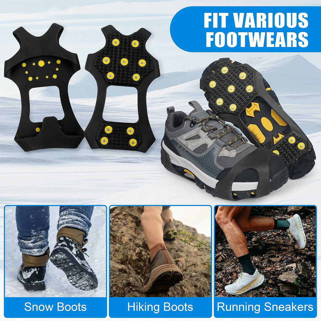 Crampons Ice Cleats for Boots Men and Women Anti Slip Grips Snow Ice Shoes Rubber Snow Traction Cleats Slip-on Stretch Footwear Walking Crampon