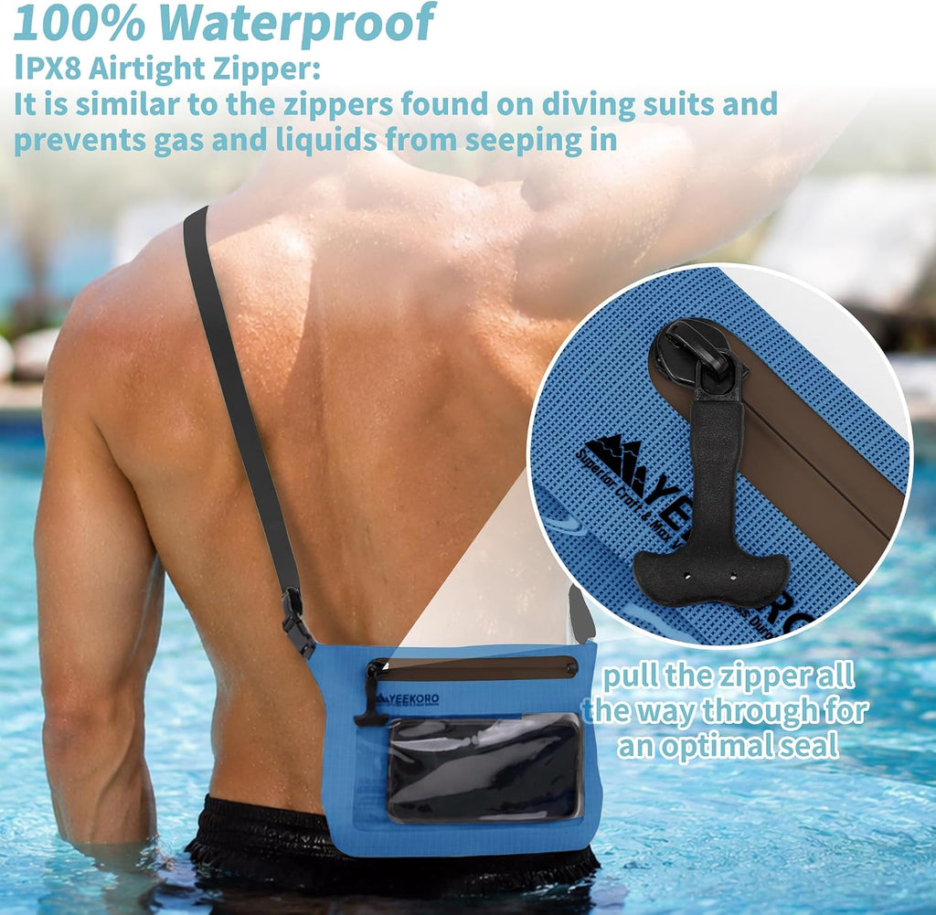 Phone Pouch, IPX8 Waterproof Reusable Fanny Pack,Large Dry Bag