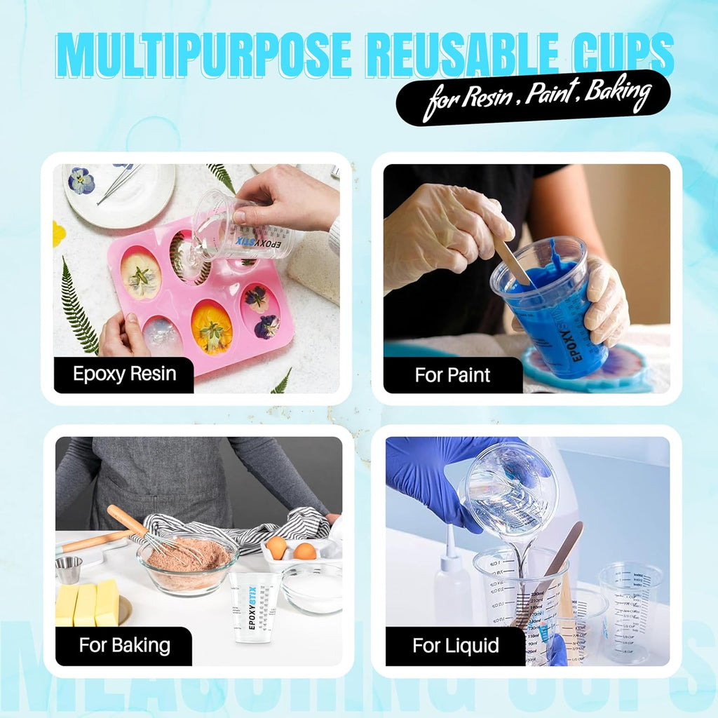 [Case Pack - 1000ct] 10oz Disposable Graduated Cups for Mixing Epoxy Resin - Measurements in mL and Oz - Multipurpose Reusable Paint, Epoxy, Stain, Liquid Mixing Cups