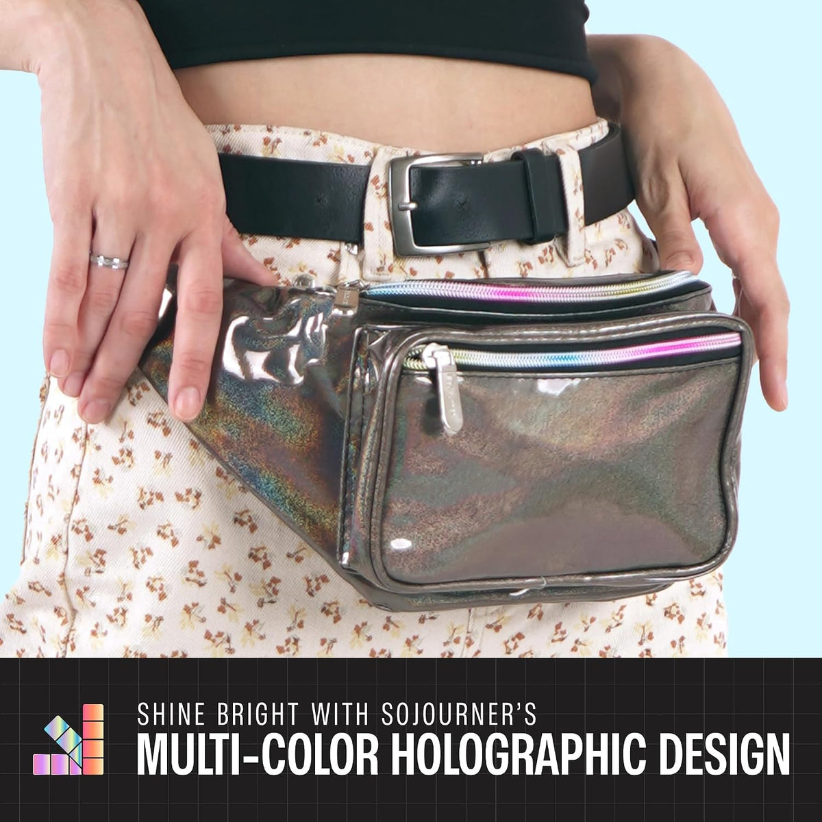 SoJourner Waterproof Holographic Fanny Pack, Copper Glitter