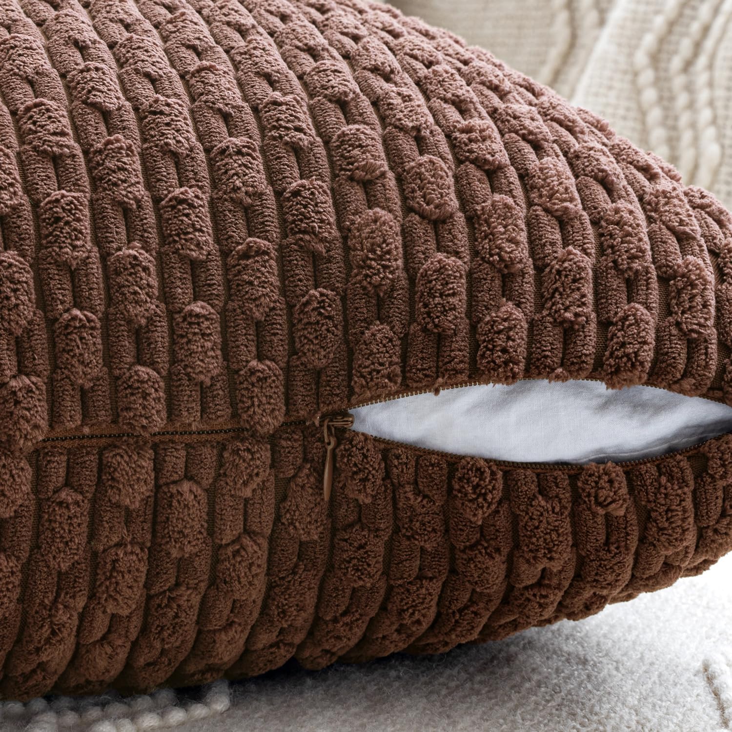 MIULEE Boho Brown Decorative Throw Pillow Covers for Couch Sofa Living Room Set of 4 Rustic Cushion Covers Neutral Farmhouse Corduroy Pillowcases Home Decor 18x18 Inch Brown Gradient Series
