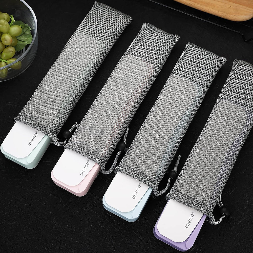 DEVICO Travel Utensils with Case, 4Pcs Portable Silverware Set for Work, 18/8 Stainless Steel Reusable Cutlery, Korean Spoon and Chopsticks Fork for Camping, School, Lunch Box Accessories (Blue)