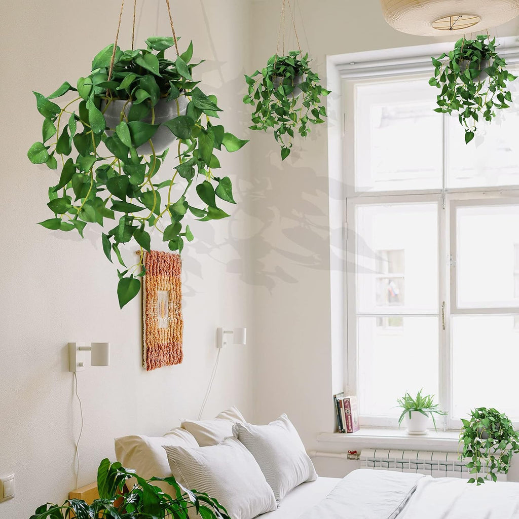 TNNTOPELE 2 Pack Hanging Plant Fake Plants with Pots for Indoor Outdoor