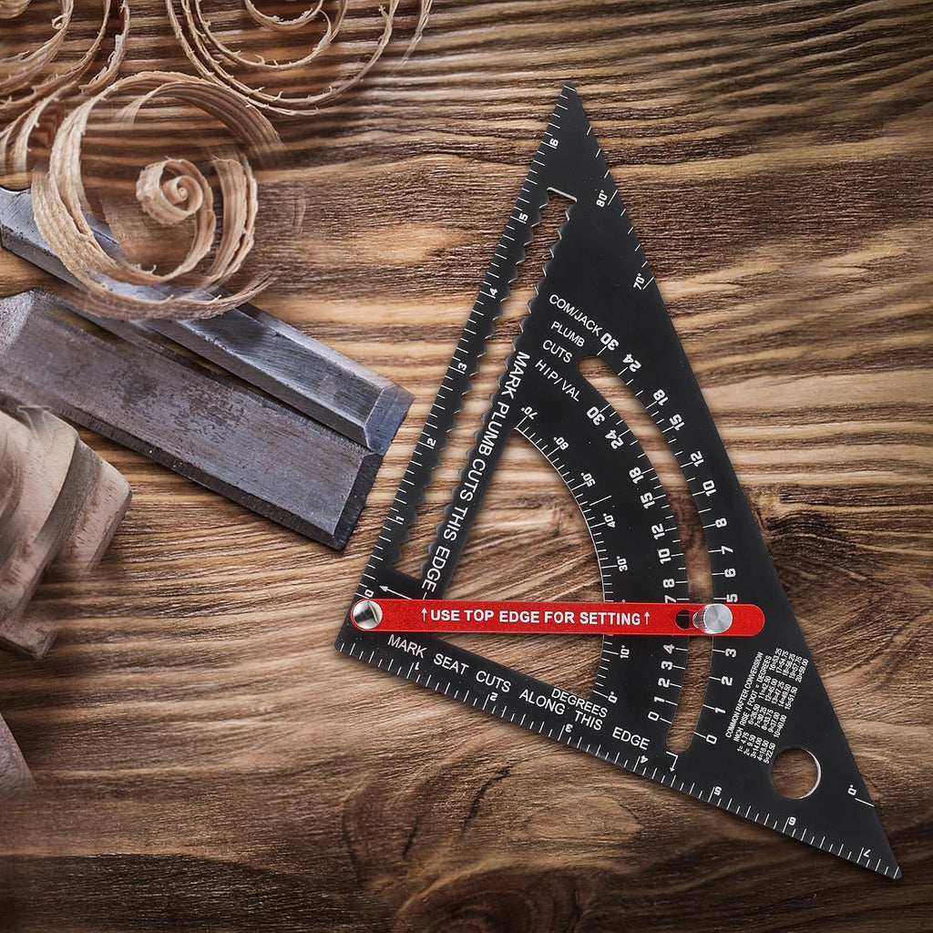 Luxshiny Adjustable Aluminum Alloy Tool for Carpenters Precision Rafter Triangle Ruler with Angle Scale for Woodworking and Carpentry Measurement
