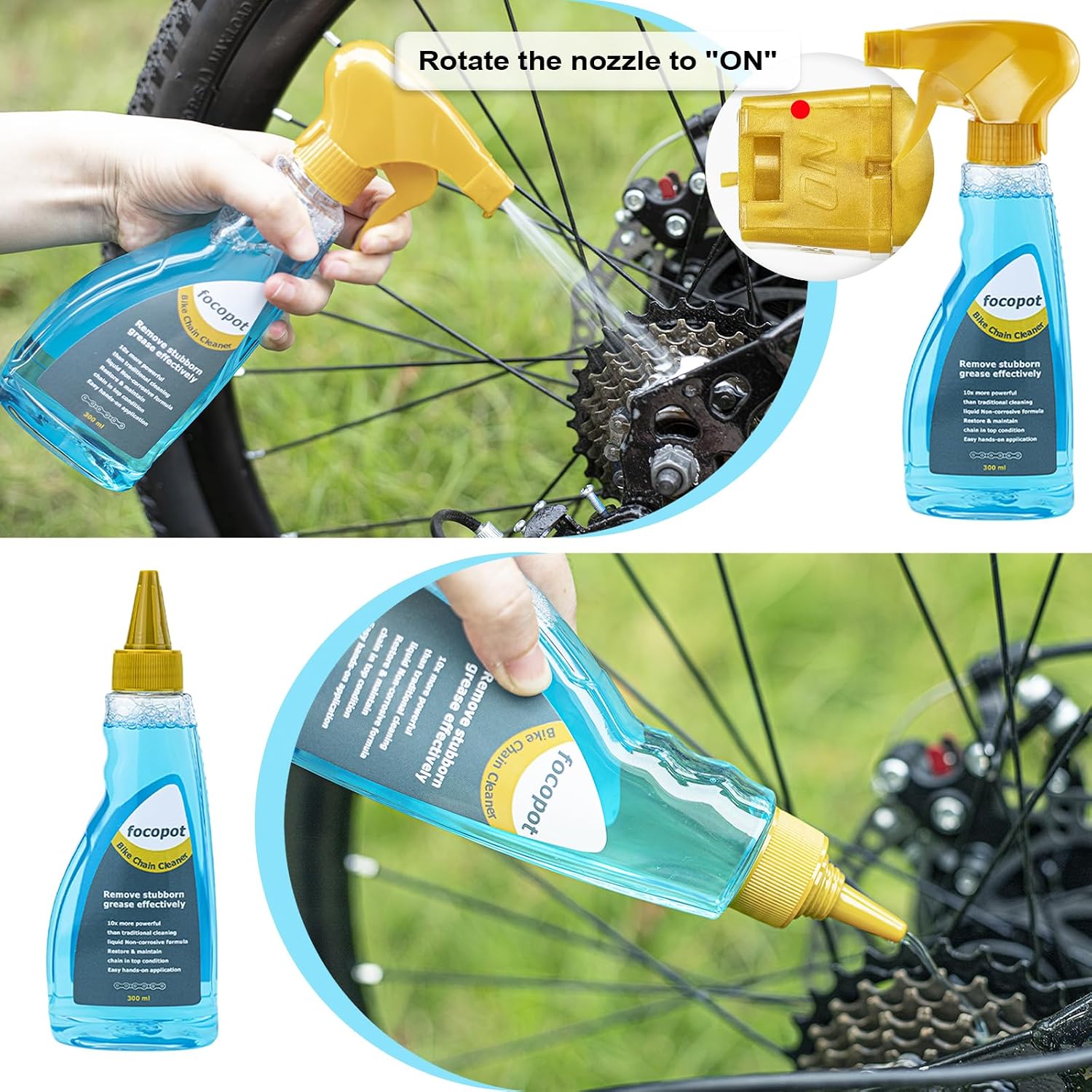 focopot Bike Chain Cleaner Kit with Bike Chain Degreaser,Scrubber,Lube